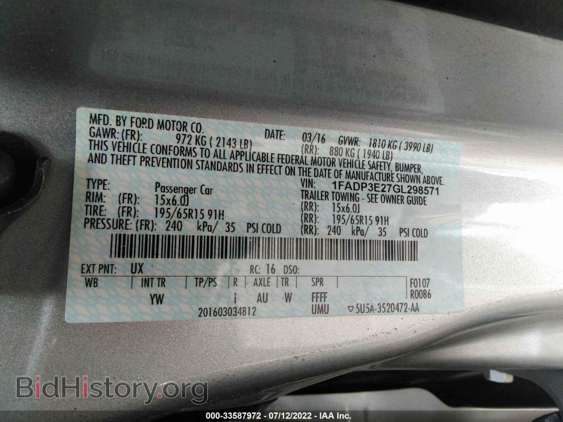2016 FORD FOCUS - VIN: 1FADP3E27GL298571 - Фото 9