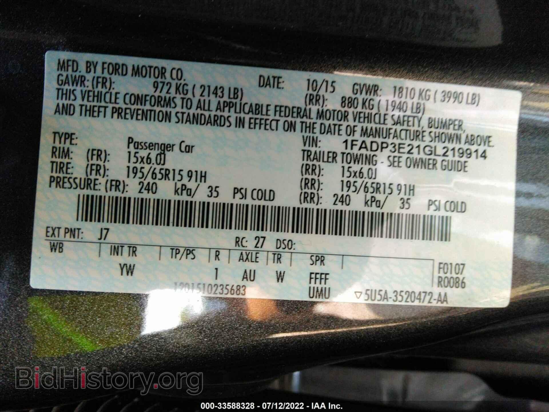 2016 FORD FOCUS - VIN: 1FADP3E21GL219914 - Фото 9