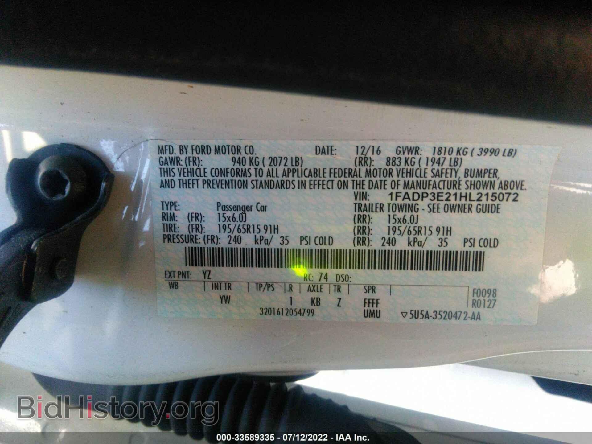 2017 FORD FOCUS - VIN: 1FADP3E21HL215072 - Фото 9