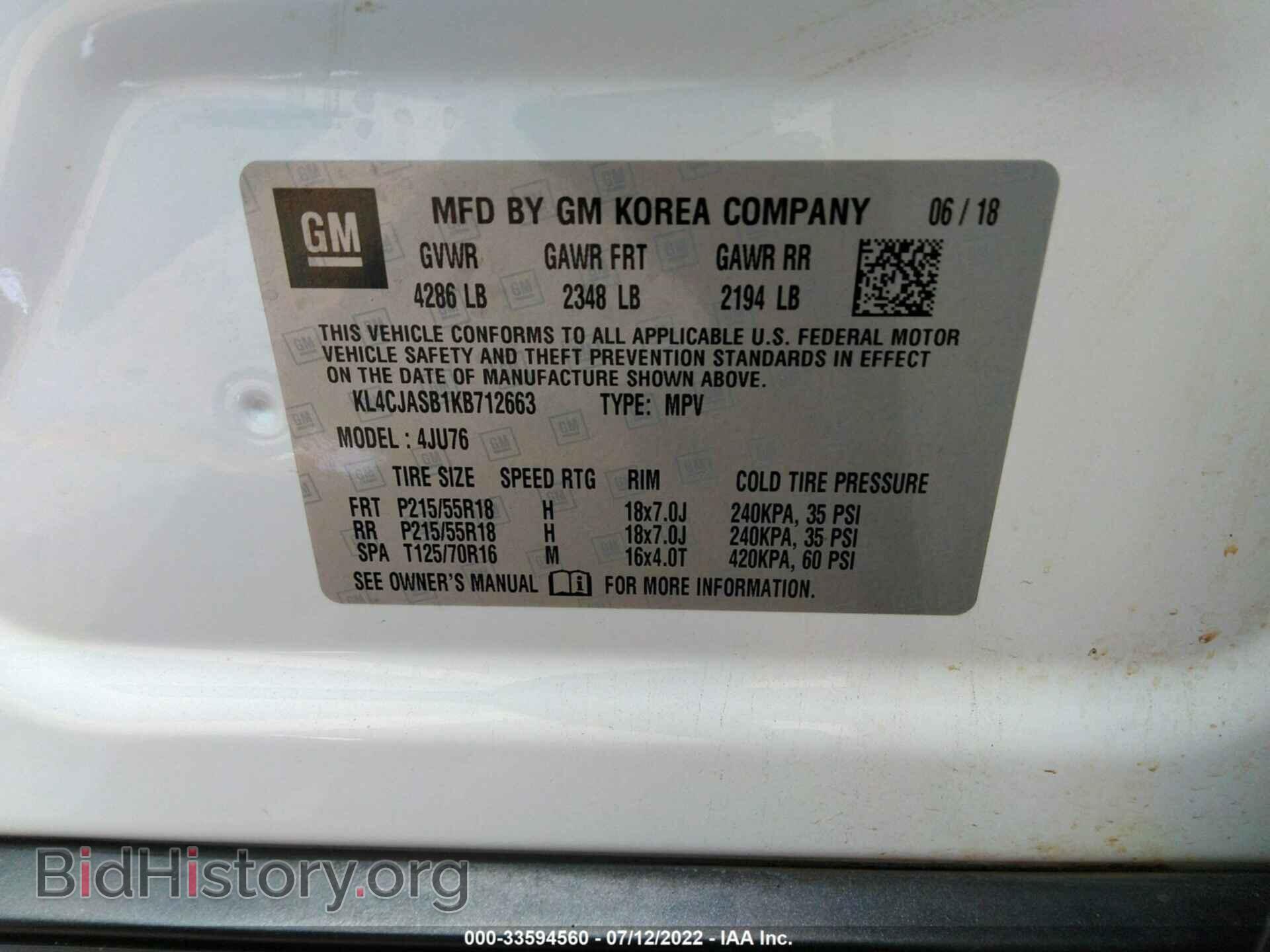2019 BUICK ENCORE - VIN: KL4CJASB1KB712663 - Photo 9