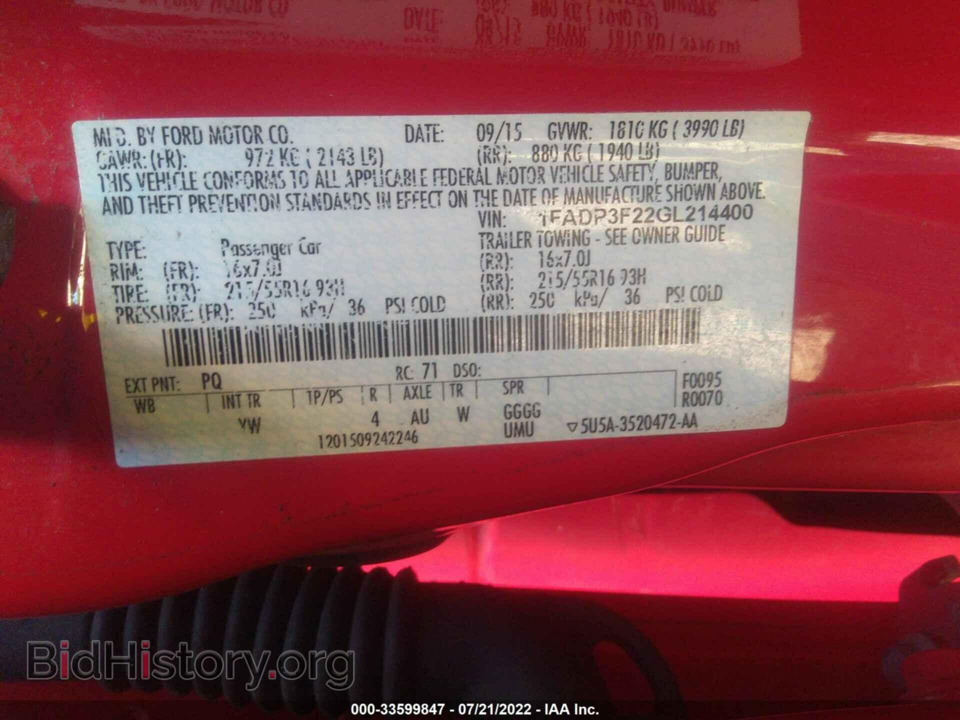 2016 FORD FOCUS - VIN: 1FADP3F22GL214400 - Фото 9