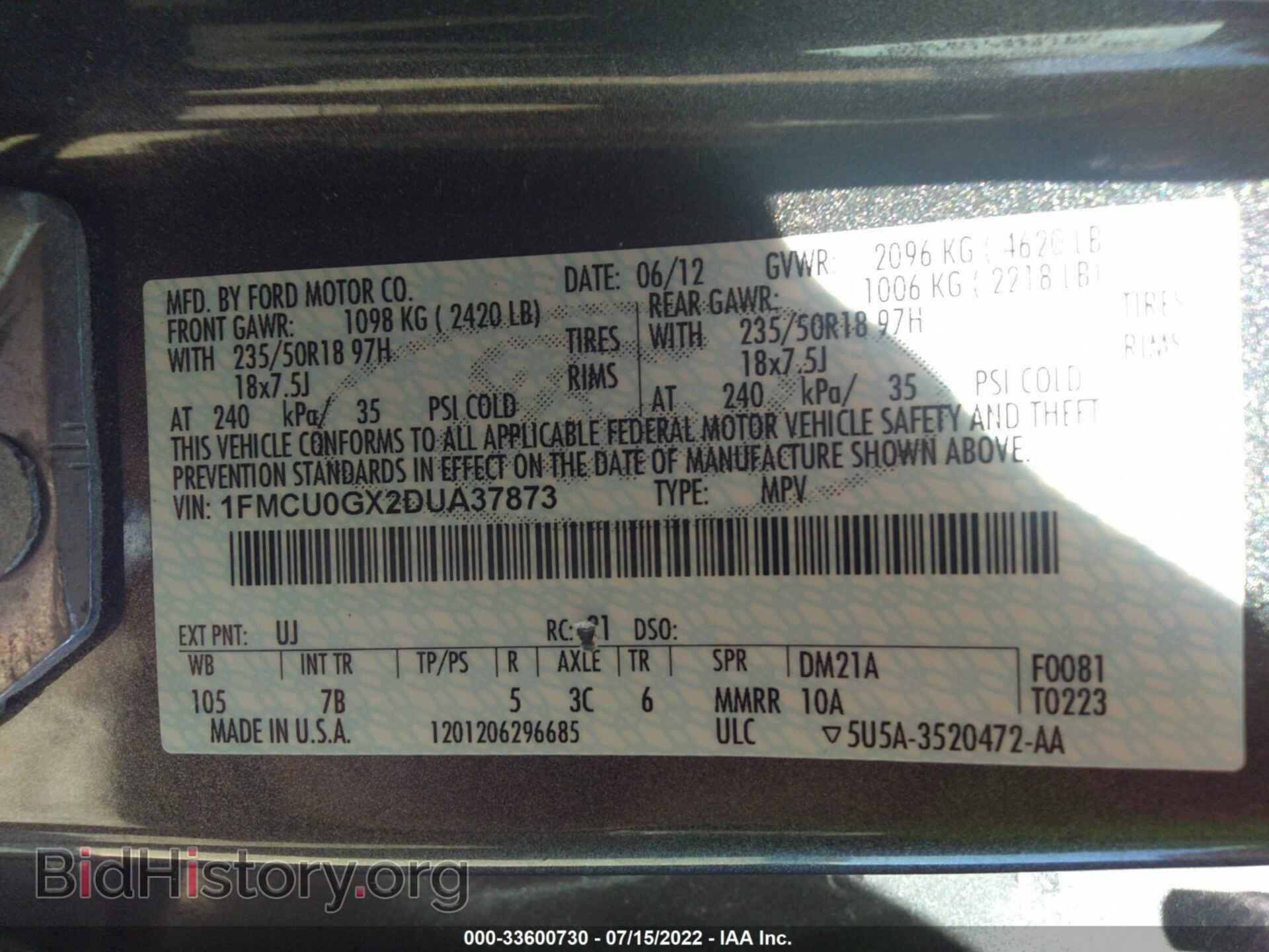 2013 FORD ESCAPE - VIN: 1FMCU0GX2DUA37873 - Photo 9