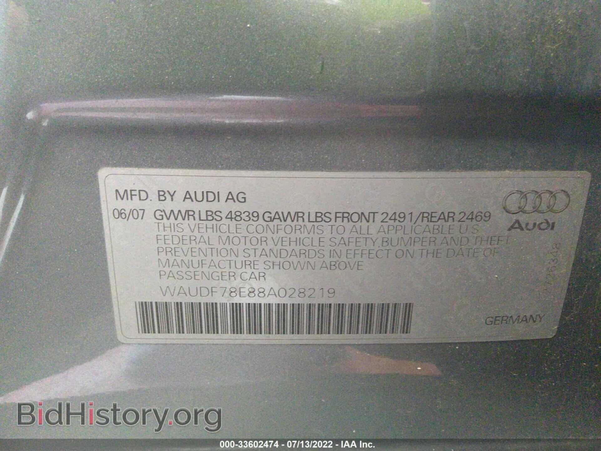 2008 AUDI A4 - VIN: WAUDF78E88A028219 - Photo 9