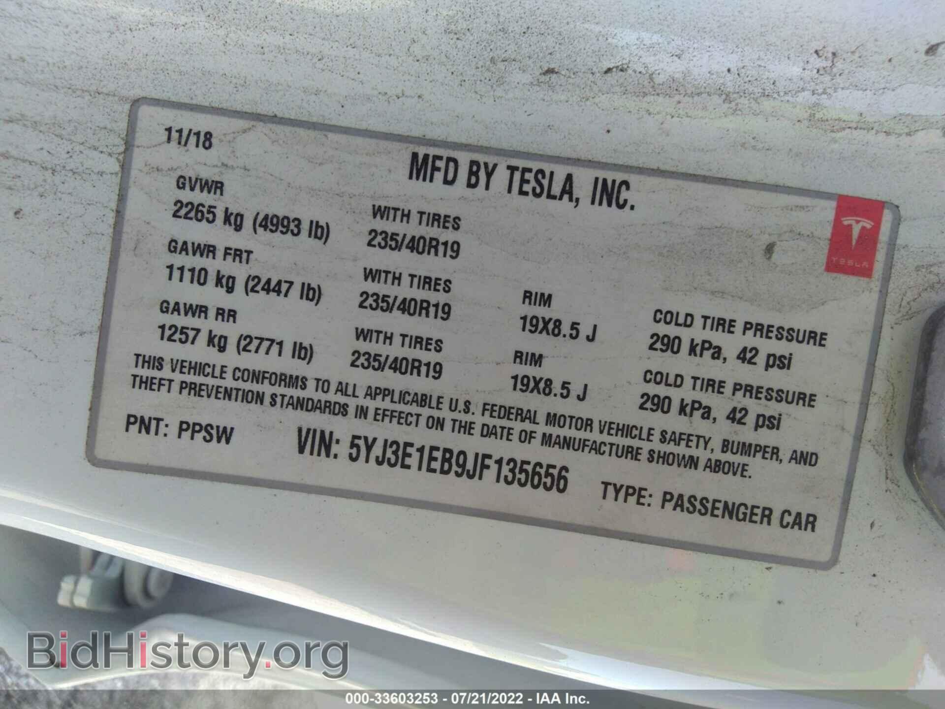 2018 TESLA MODEL 3 - VIN: 5YJ3E1EB9JF135656 - Photo 9