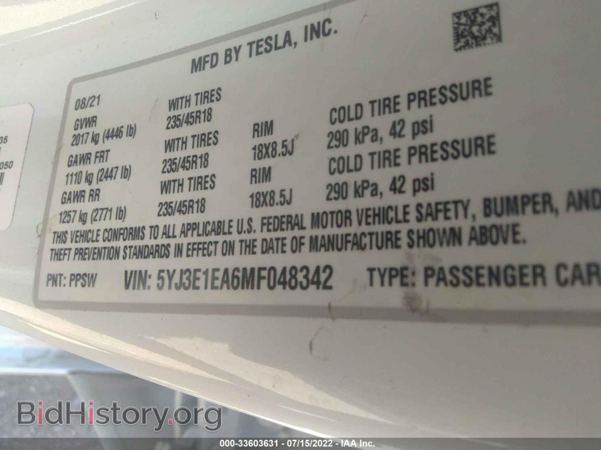 2021 TESLA MODEL 3 - VIN: 5YJ3E1EA6MF048342 - Photo 9