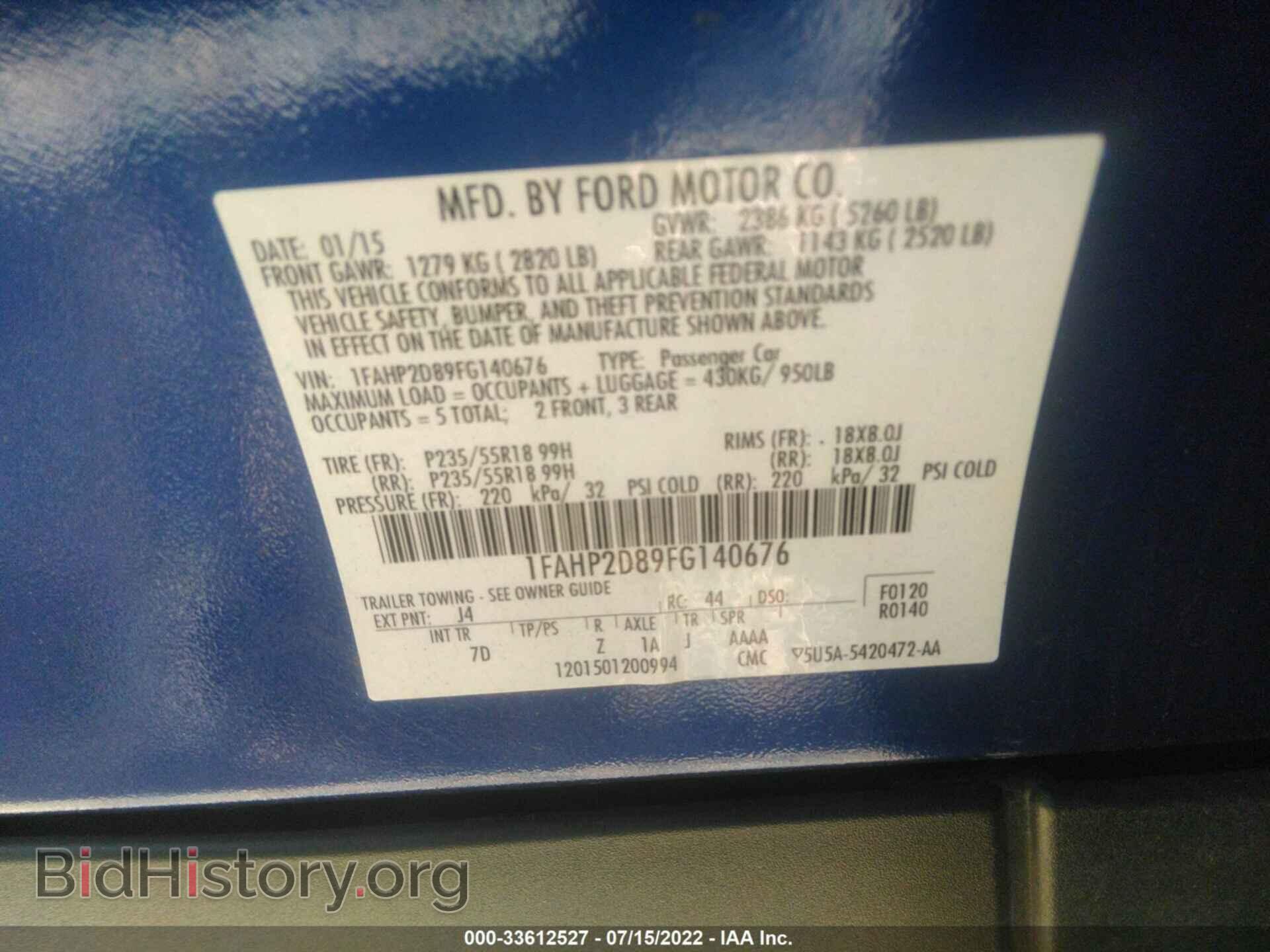 2015 FORD TAURUS - VIN: 1FAHP2D89FG140676 - Photo 9