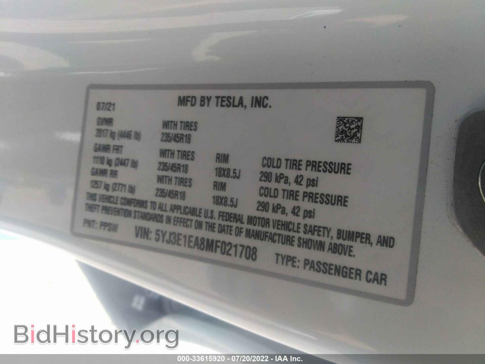 2021 TESLA MODEL 3 - VIN: 5YJ3E1EA8MF021708 - Photo 9