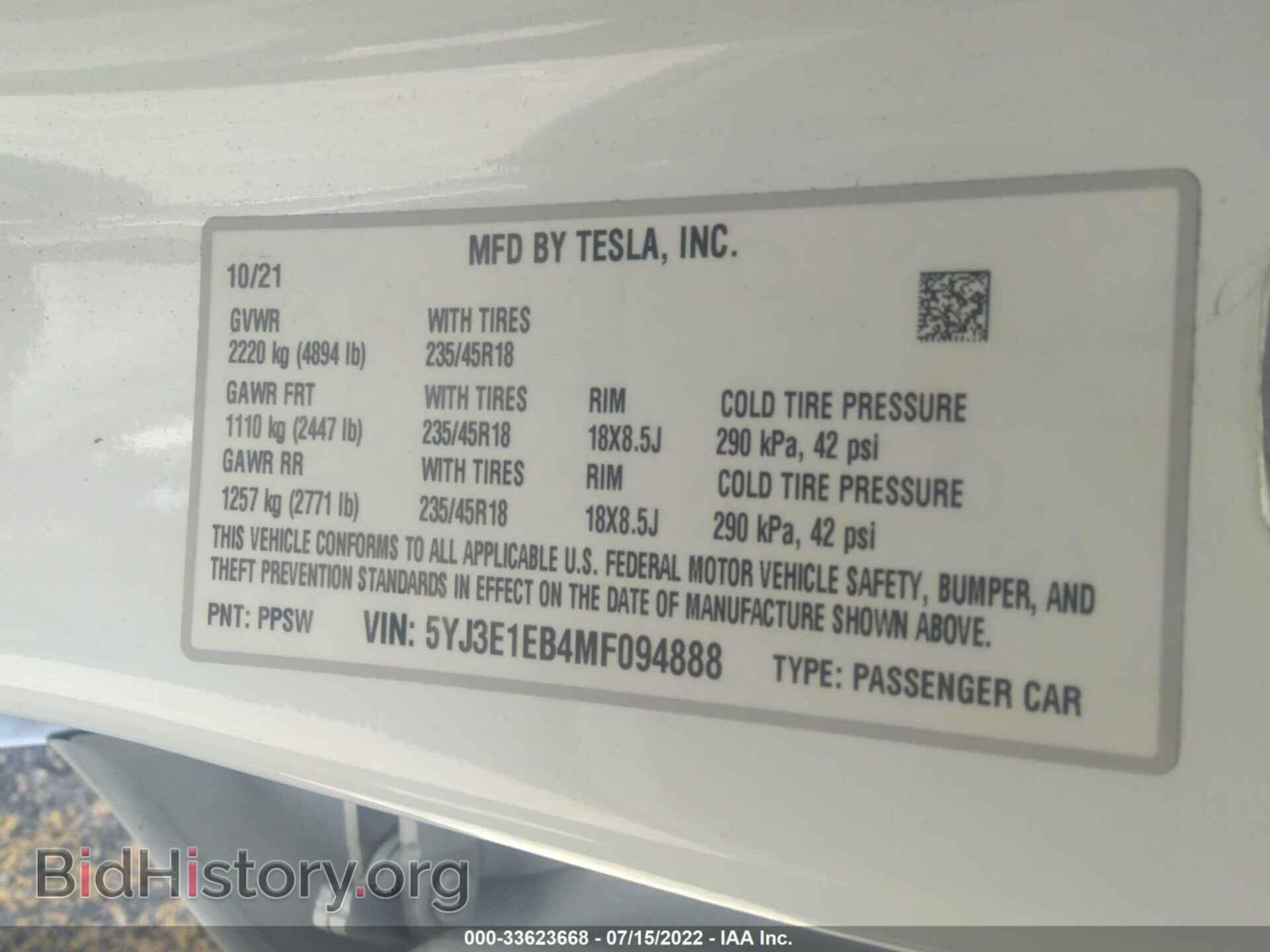 2021 TESLA MODEL 3 - VIN: 5YJ3E1EB4MF094888 - Photo 9