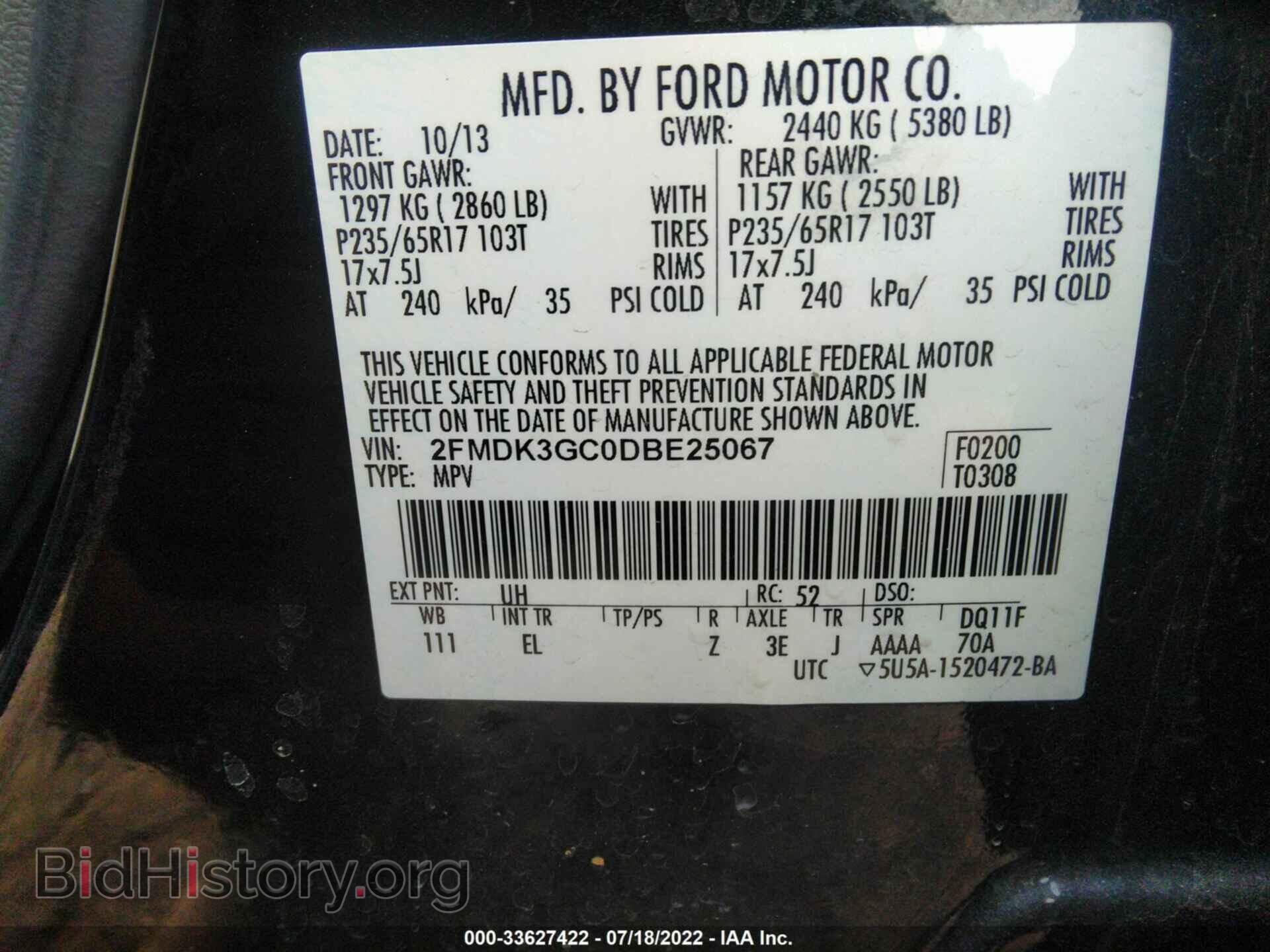 2013 FORD EDGE - VIN: 2FMDK3GC0DBE25067 - Photo 9