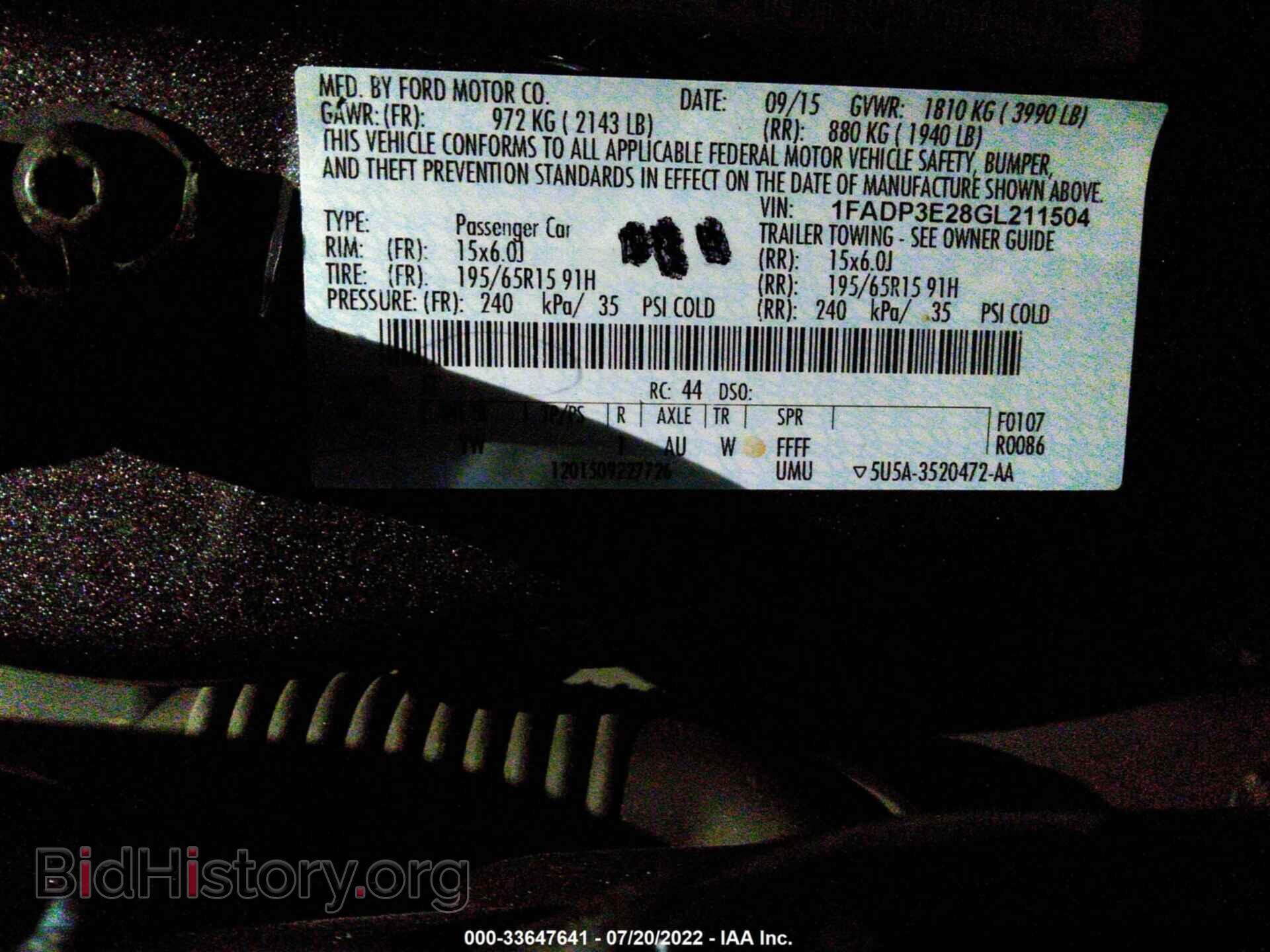 2016 FORD FOCUS - VIN: 1FADP3E28GL211504 - Фото 9