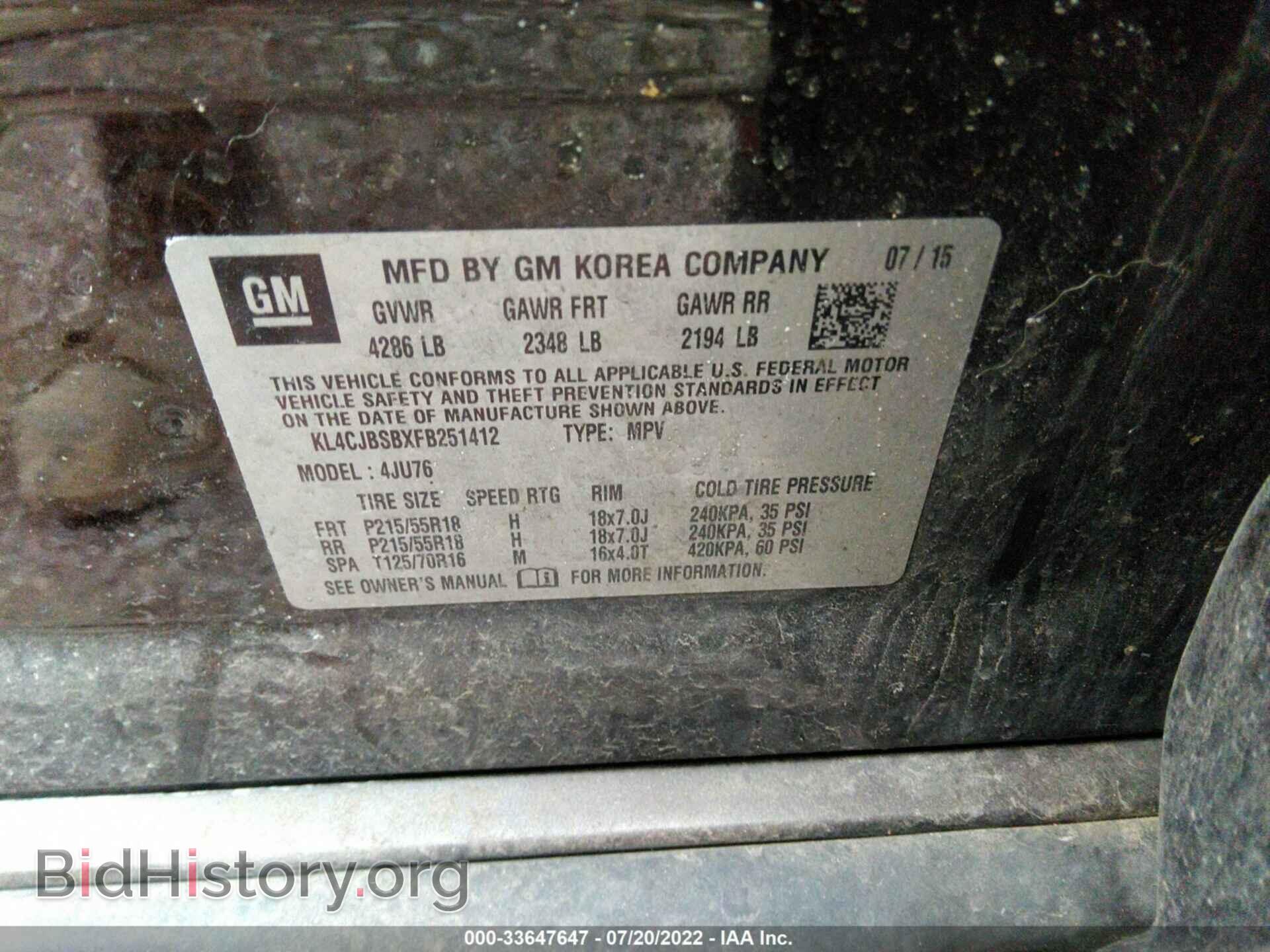 2015 BUICK ENCORE - VIN: KL4CJBSBXFB251412 - Фото 9