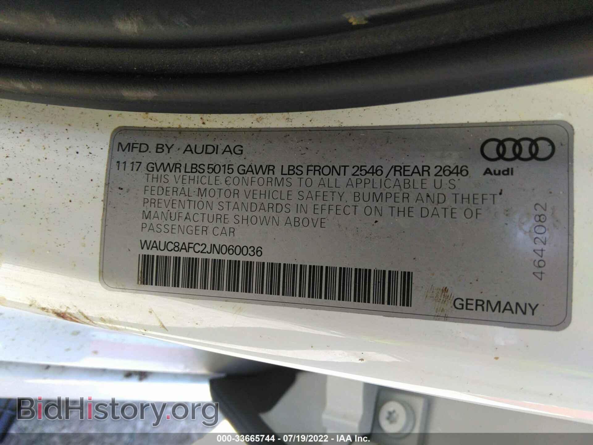 2018 AUDI A6 - VIN: WAUC8AFC2JN060036 - Фото 9