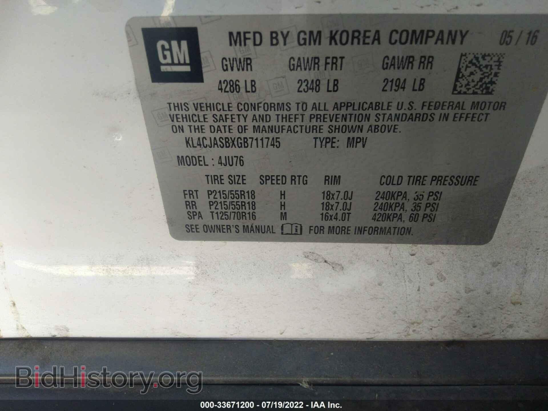 2016 BUICK ENCORE - VIN: KL4CJASBXGB711745 - Photo 9