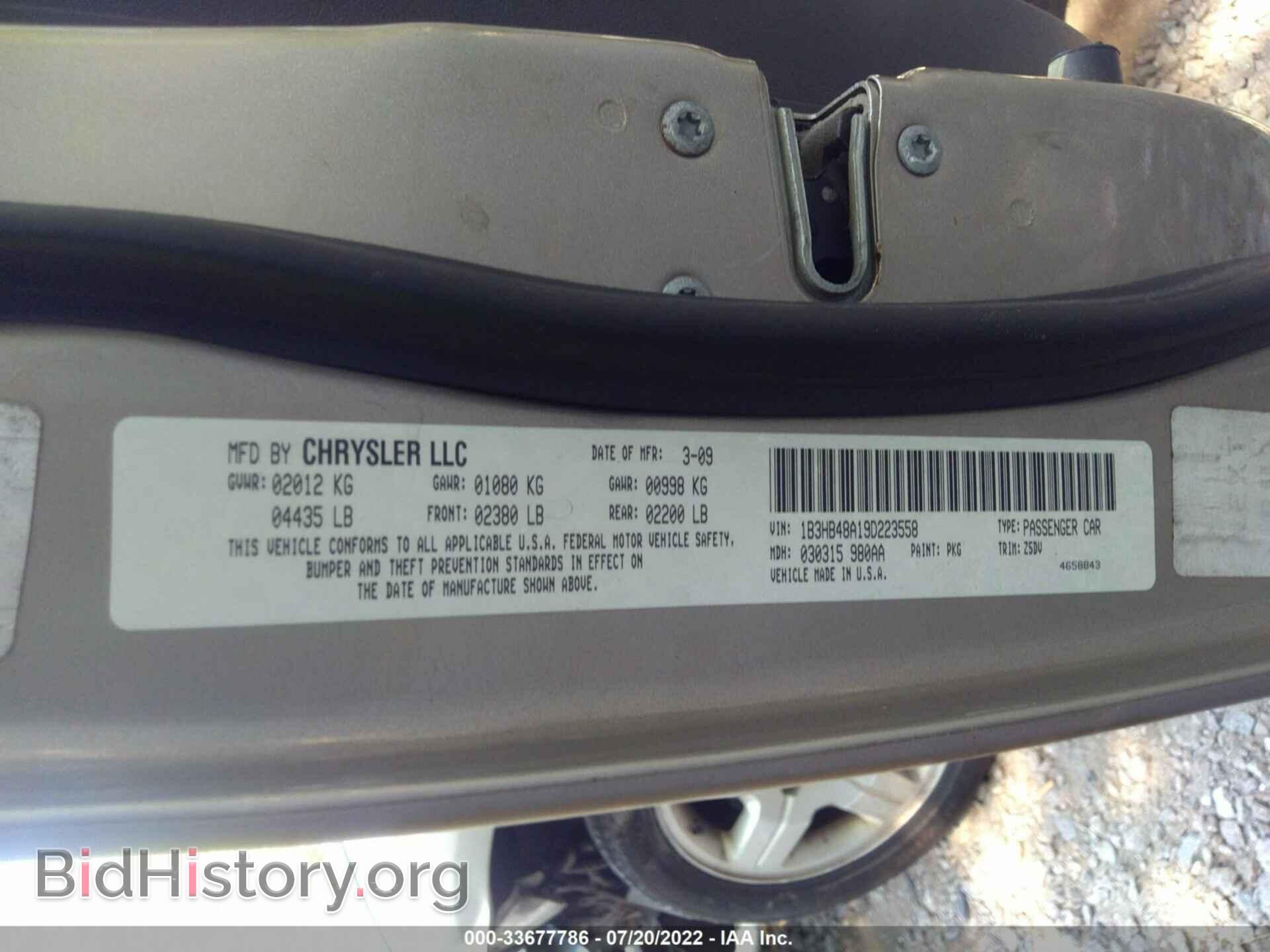 2009 DODGE CALIBER - VIN: 1B3HB48A19D223558 - Photo 9
