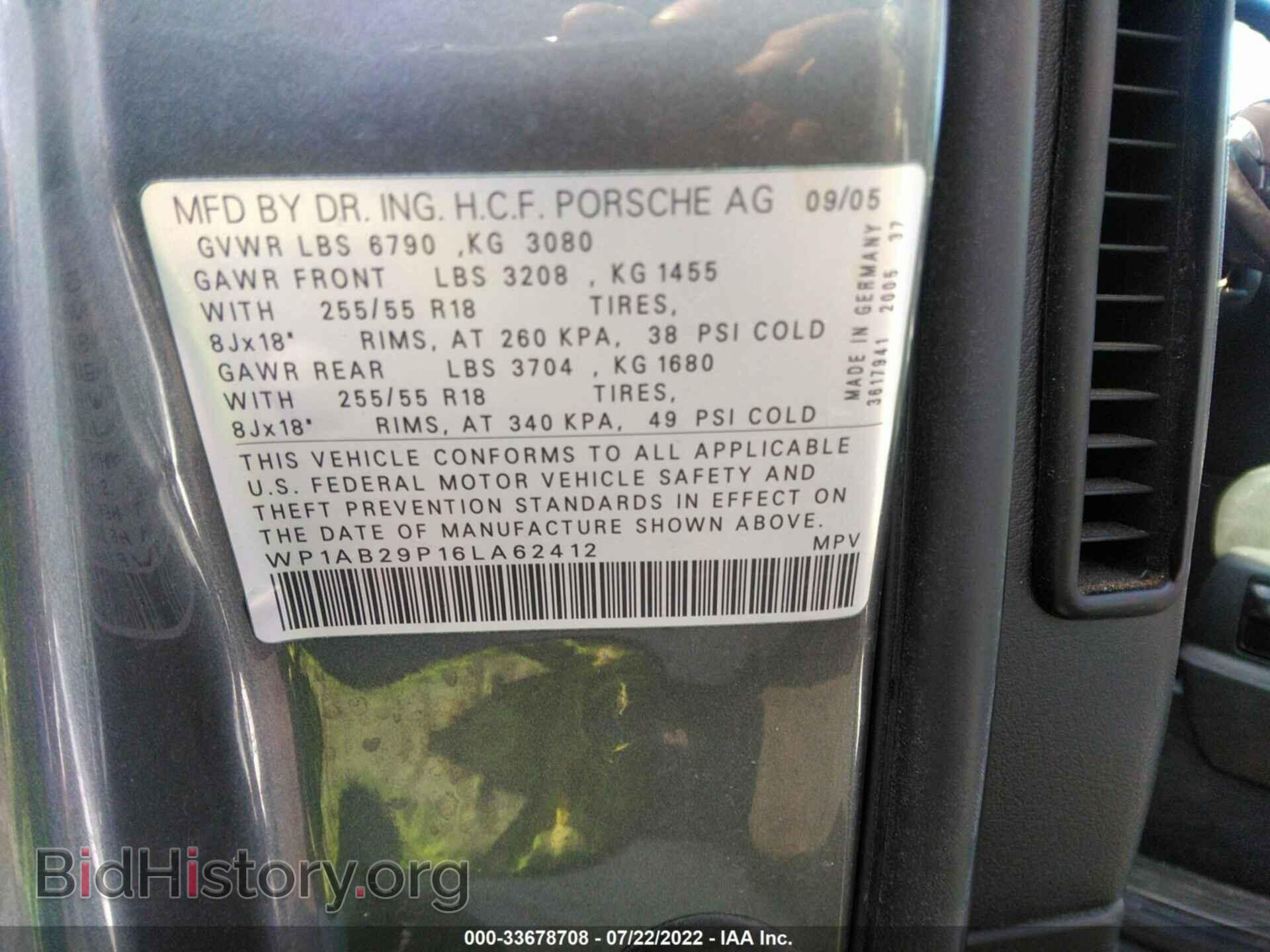 2006 PORSCHE CAYENNE - VIN: WP1AB29P16LA62412 - Фото 9