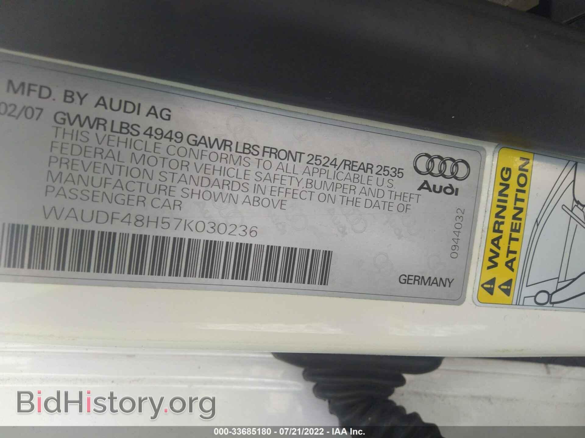 2007 AUDI A4 - VIN: WAUDF48H57K030236 - Фото 9