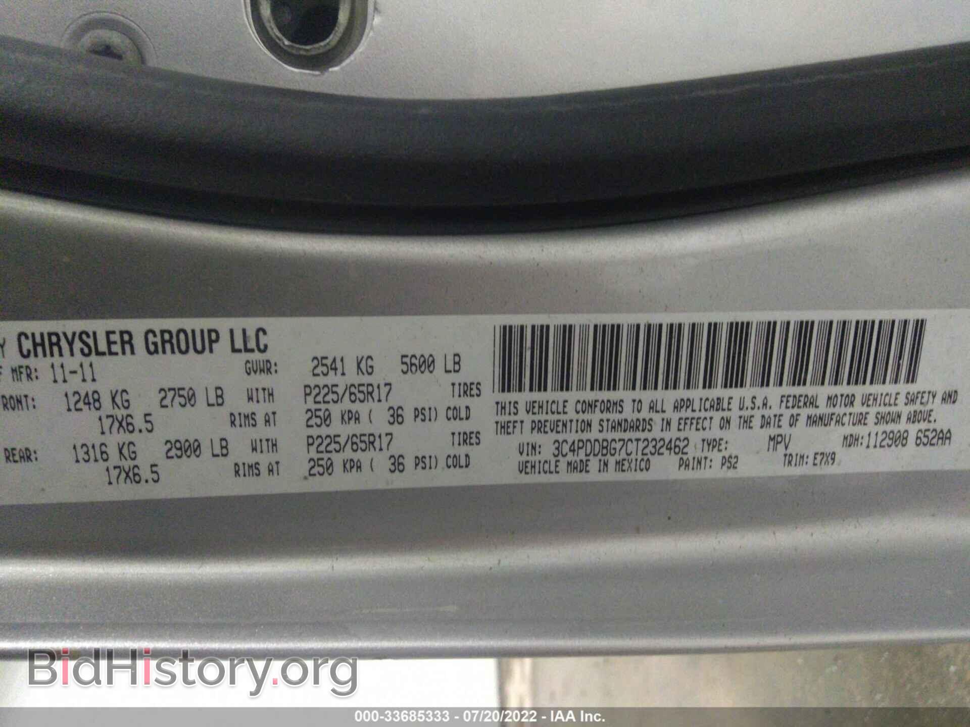 2012 DODGE JOURNEY - VIN: 3C4PDDBG7CT232462 - Фото 9
