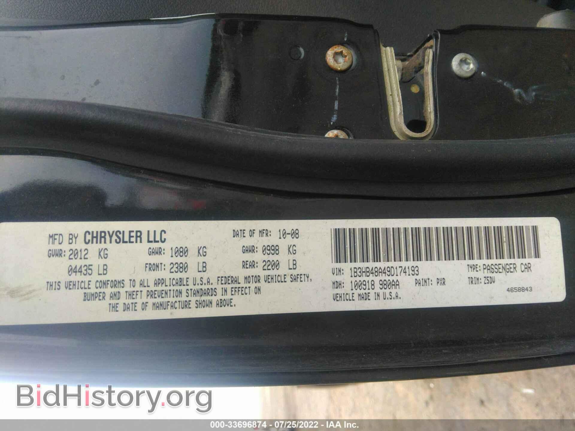 2009 DODGE CALIBER - VIN: 1B3HB48A49D174193 - Фото 9