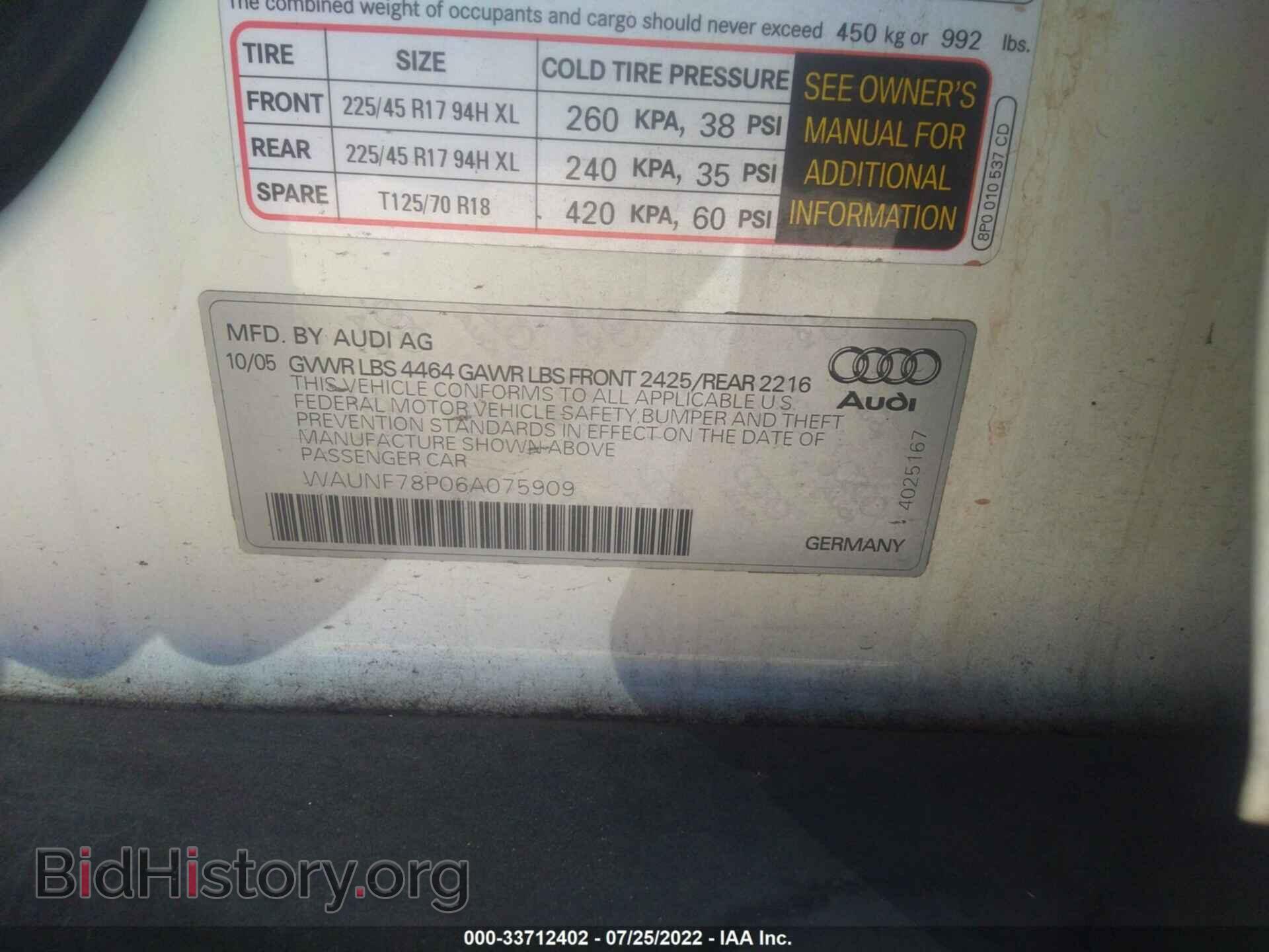 2006 AUDI A3 - VIN: WAUNF78P06A075909 - Фото 9