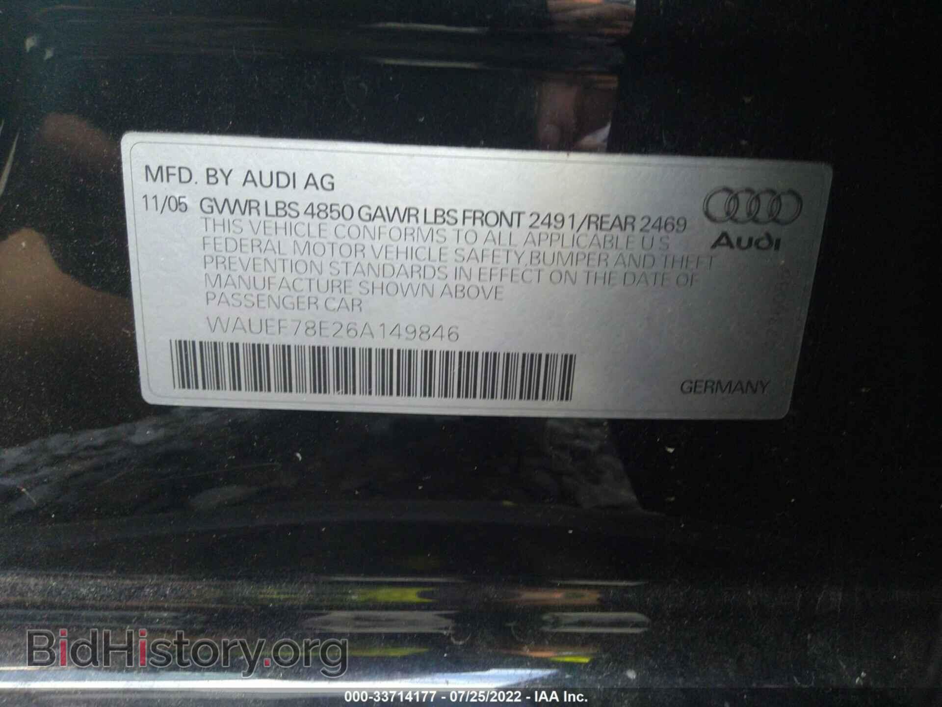 2006 AUDI A4 - VIN: WAUEF78E26A149846 - Фото 9