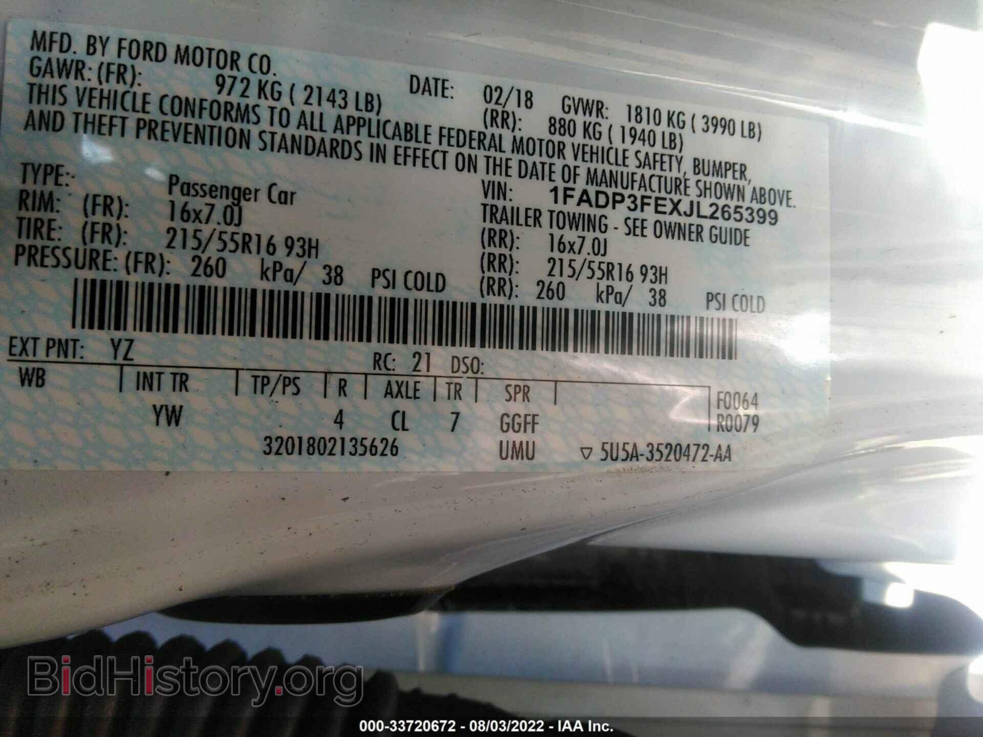 2018 FORD FOCUS - VIN: 1FADP3FEXJL265399 - Фото 9