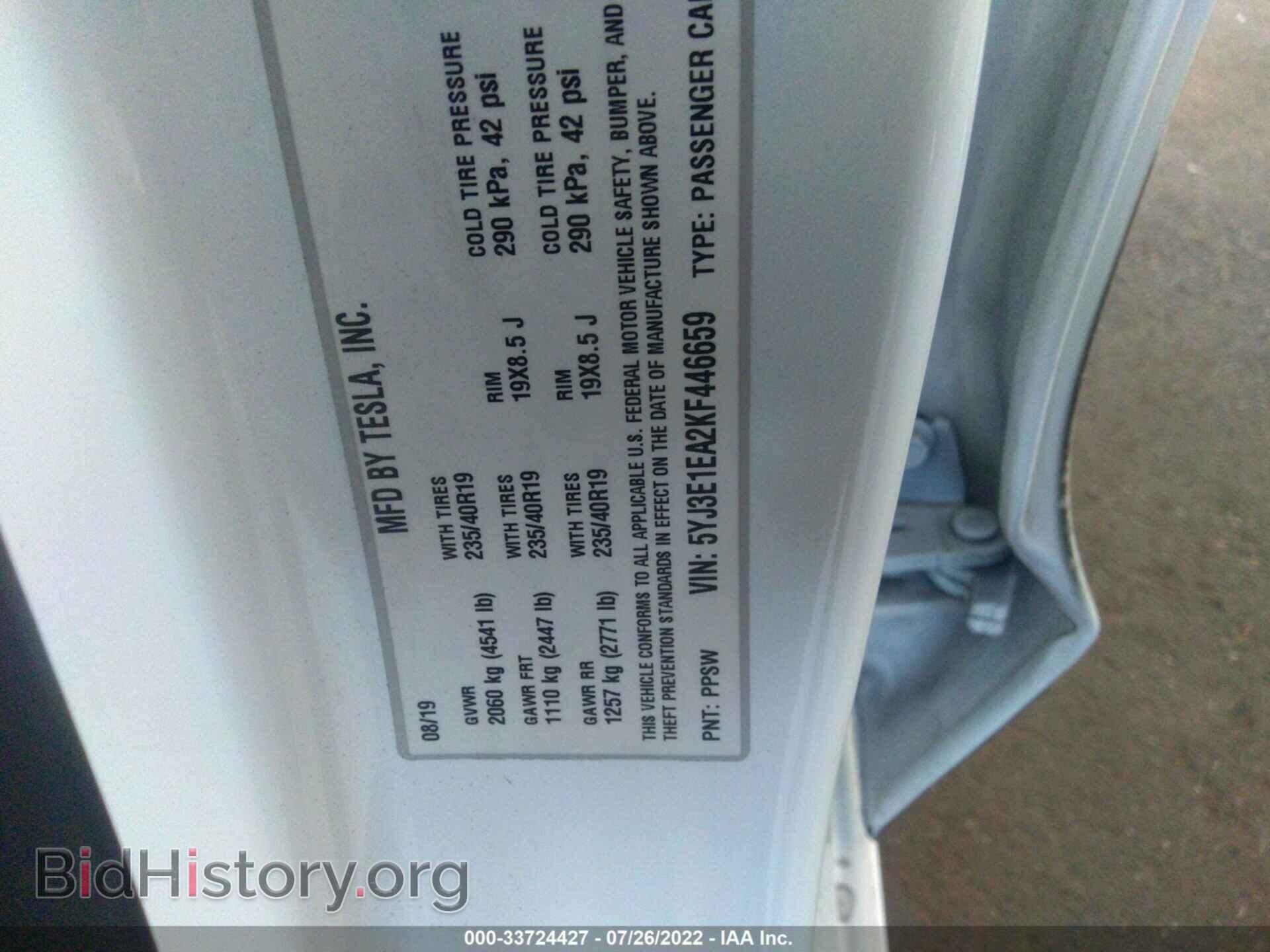 2019 TESLA MODEL 3 - VIN: 5YJ3E1EA2KF446659 - Photo 9