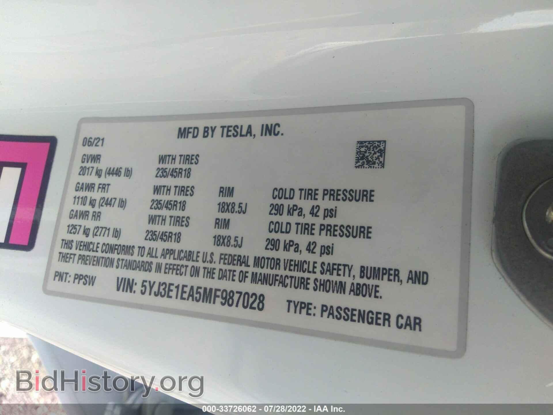 2021 TESLA MODEL 3 - VIN: 5YJ3E1EA5MF987028 - Photo 9