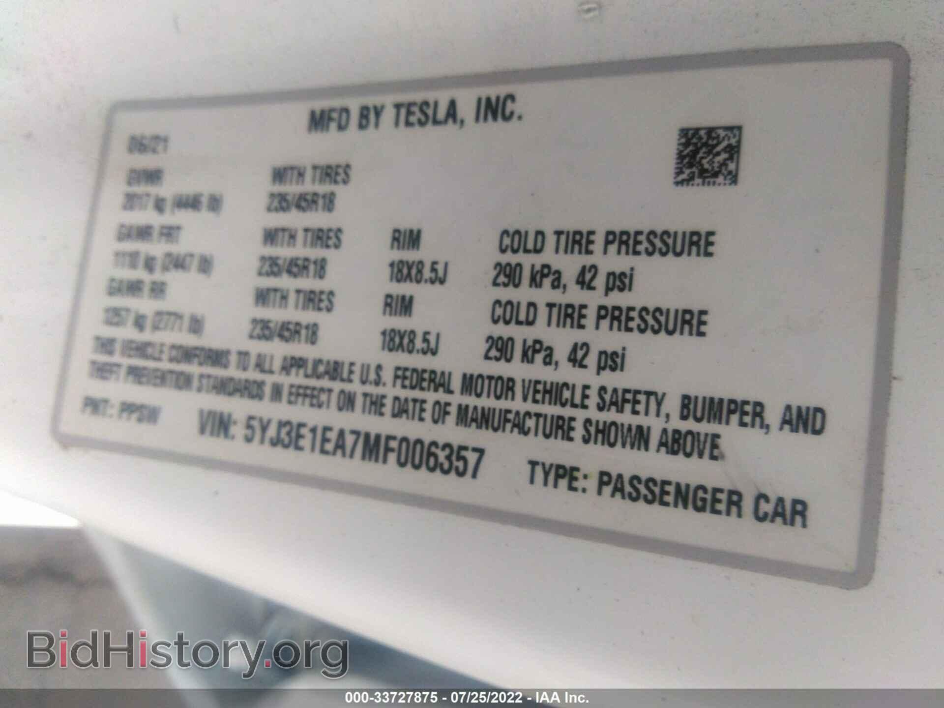 2021 TESLA MODEL 3 - VIN: 5YJ3E1EA7MF006357 - Photo 9