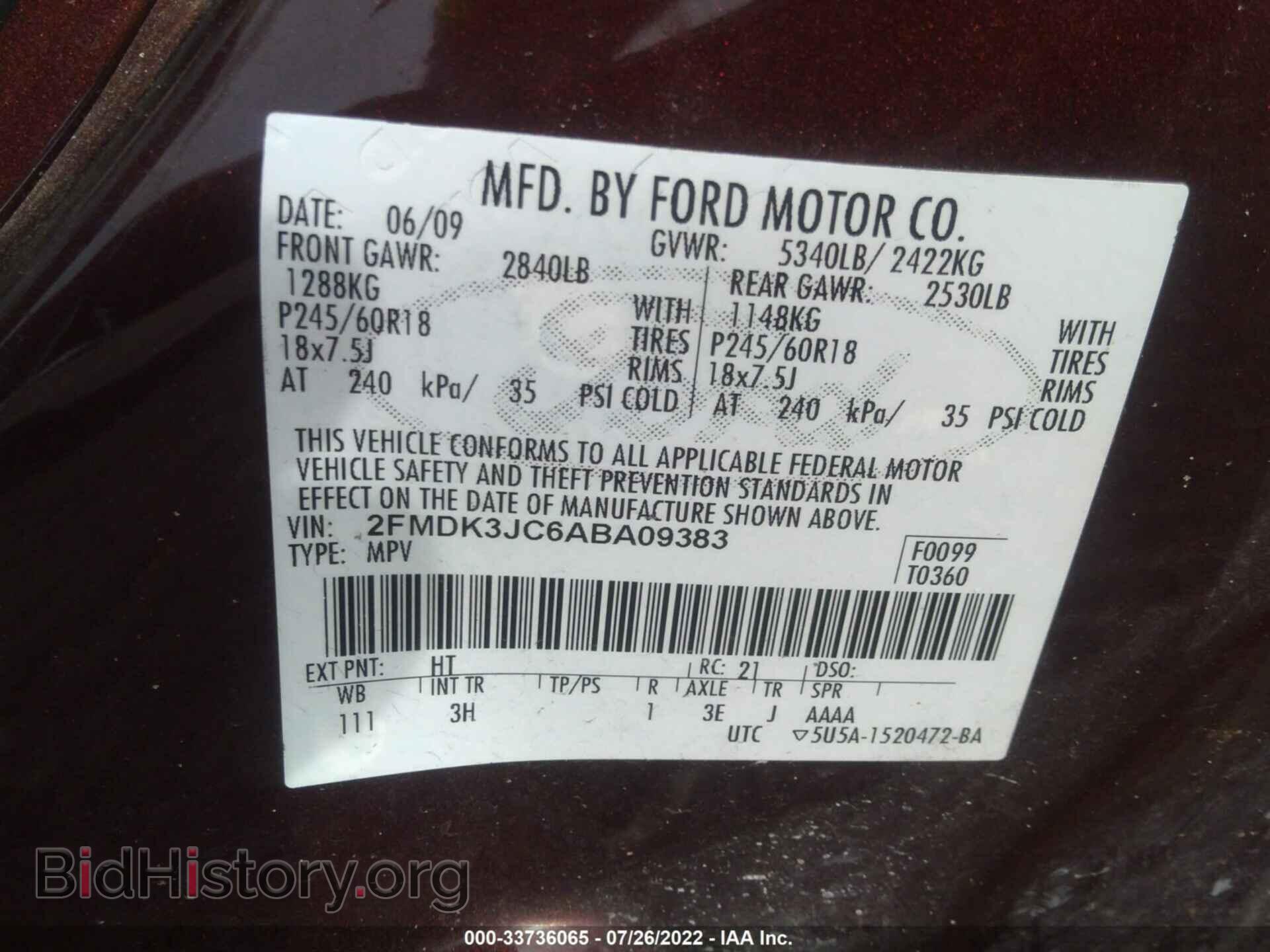 2010 FORD EDGE - VIN: 2FMDK3JC6ABA09383 - Photo 9