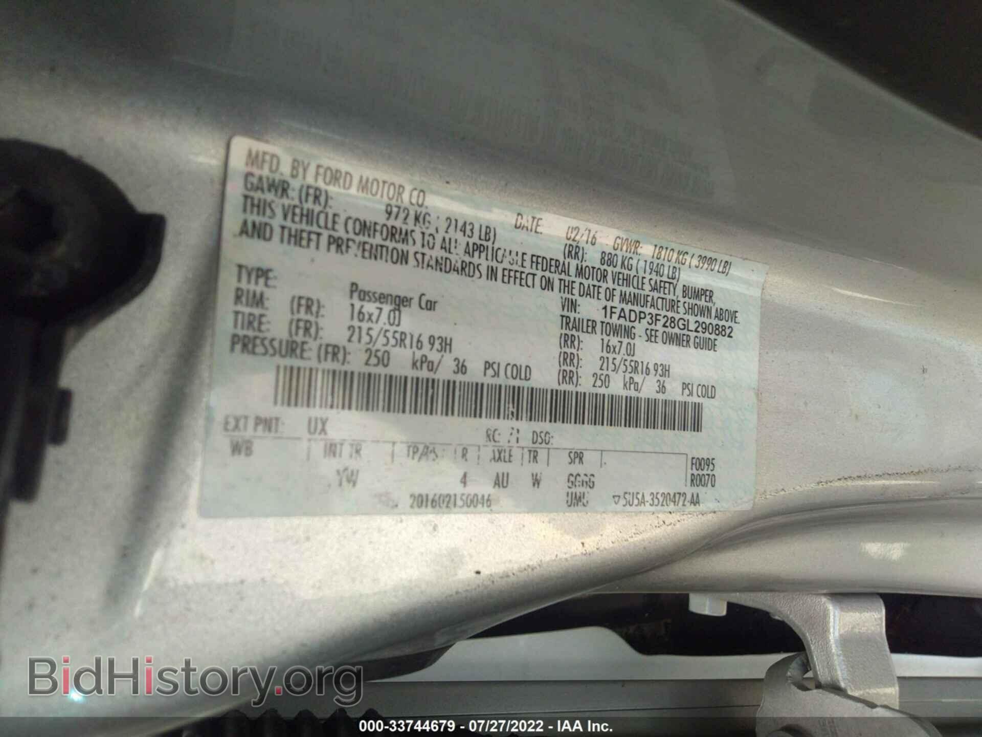 2016 FORD FOCUS - VIN: 1FADP3F28GL290882 - Фото 9