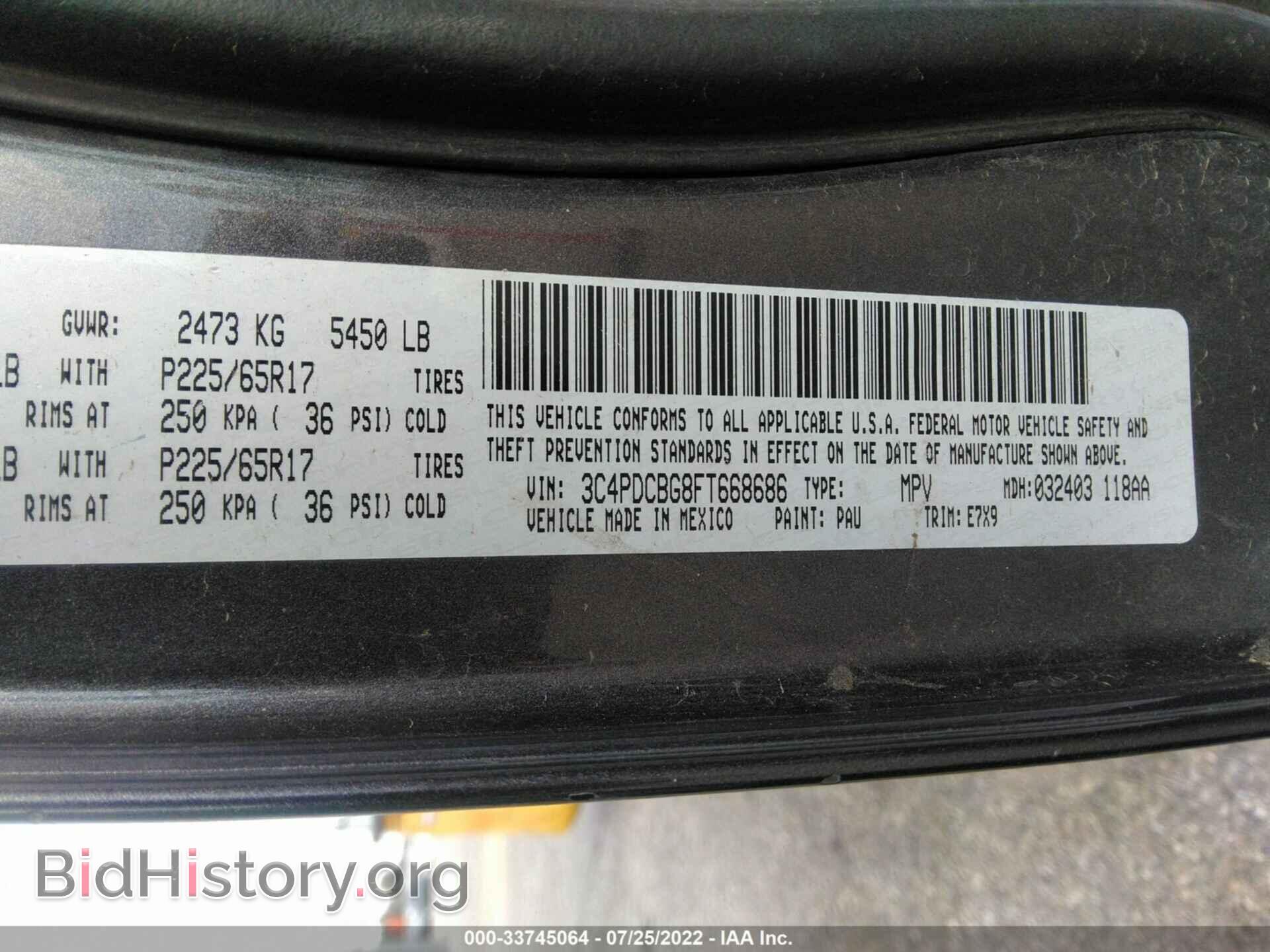 2015 DODGE JOURNEY - VIN: 3C4PDCBG8FT668686 - Фото 9