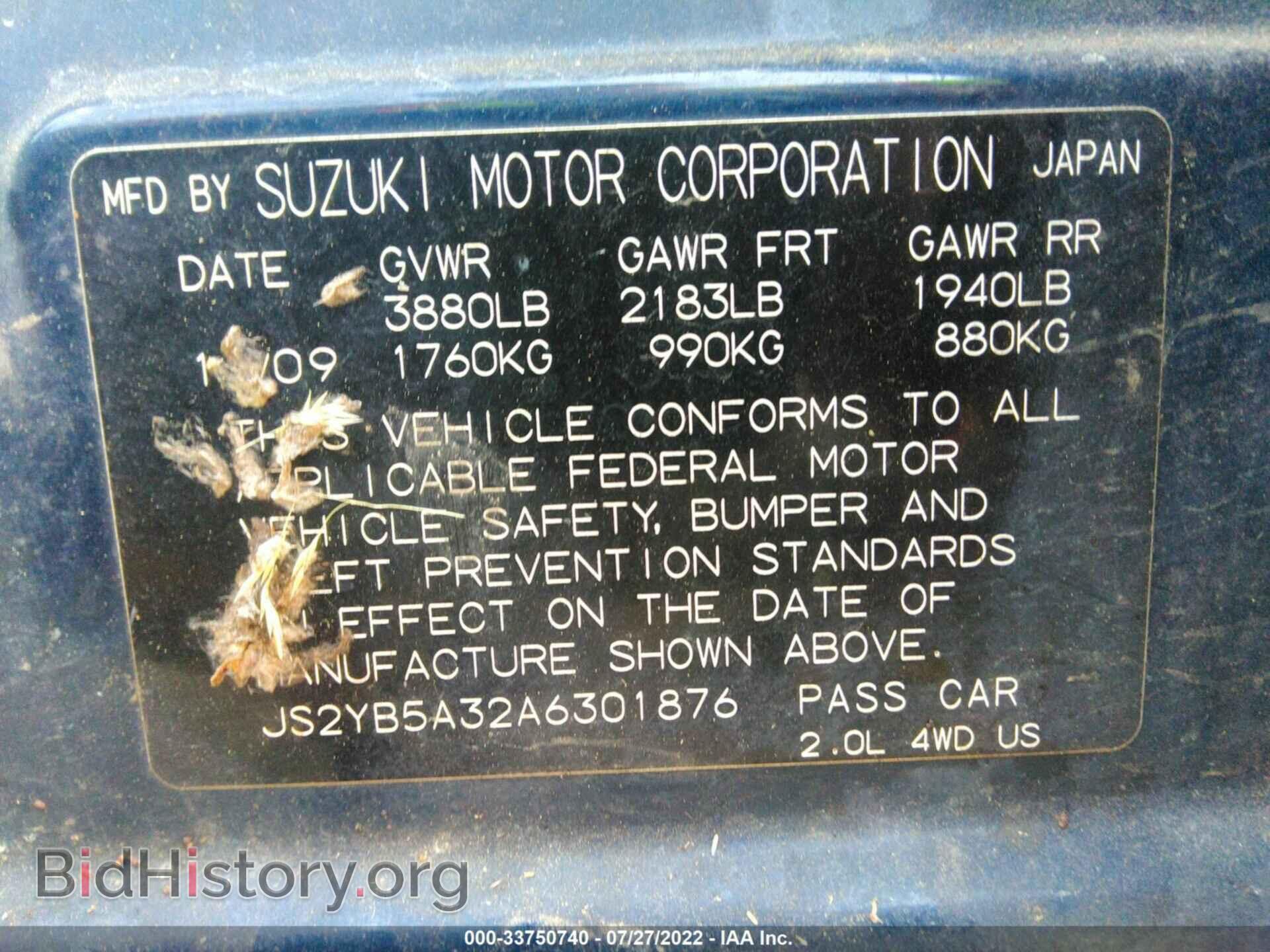 2010 SUZUKI SX4 - VIN: JS2YB5A32A6301876 - Photo 9