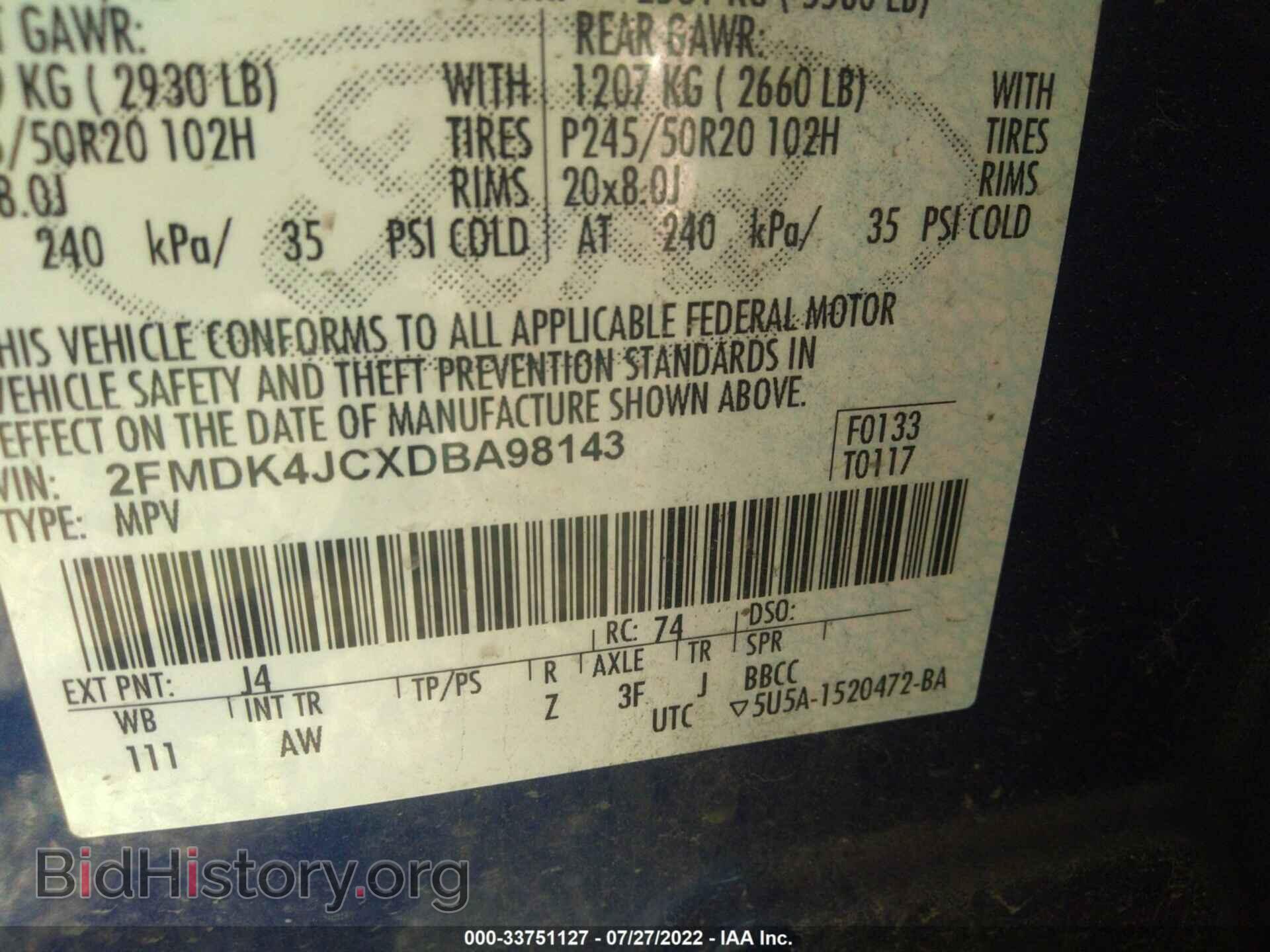 2013 FORD EDGE - VIN: 2FMDK4JCXDBA98143 - Photo 9