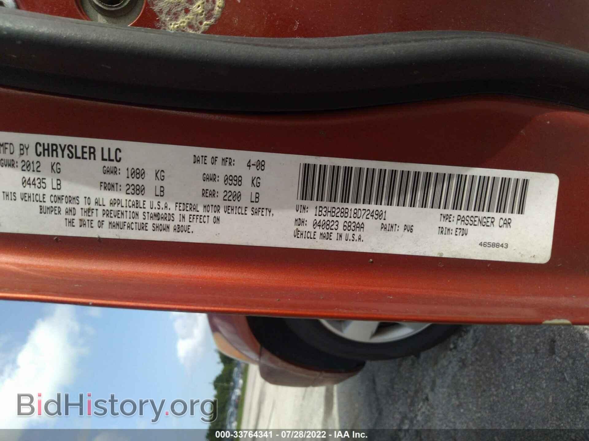 2008 DODGE CALIBER - VIN: 1B3HB28B18D724901 - Photo 9