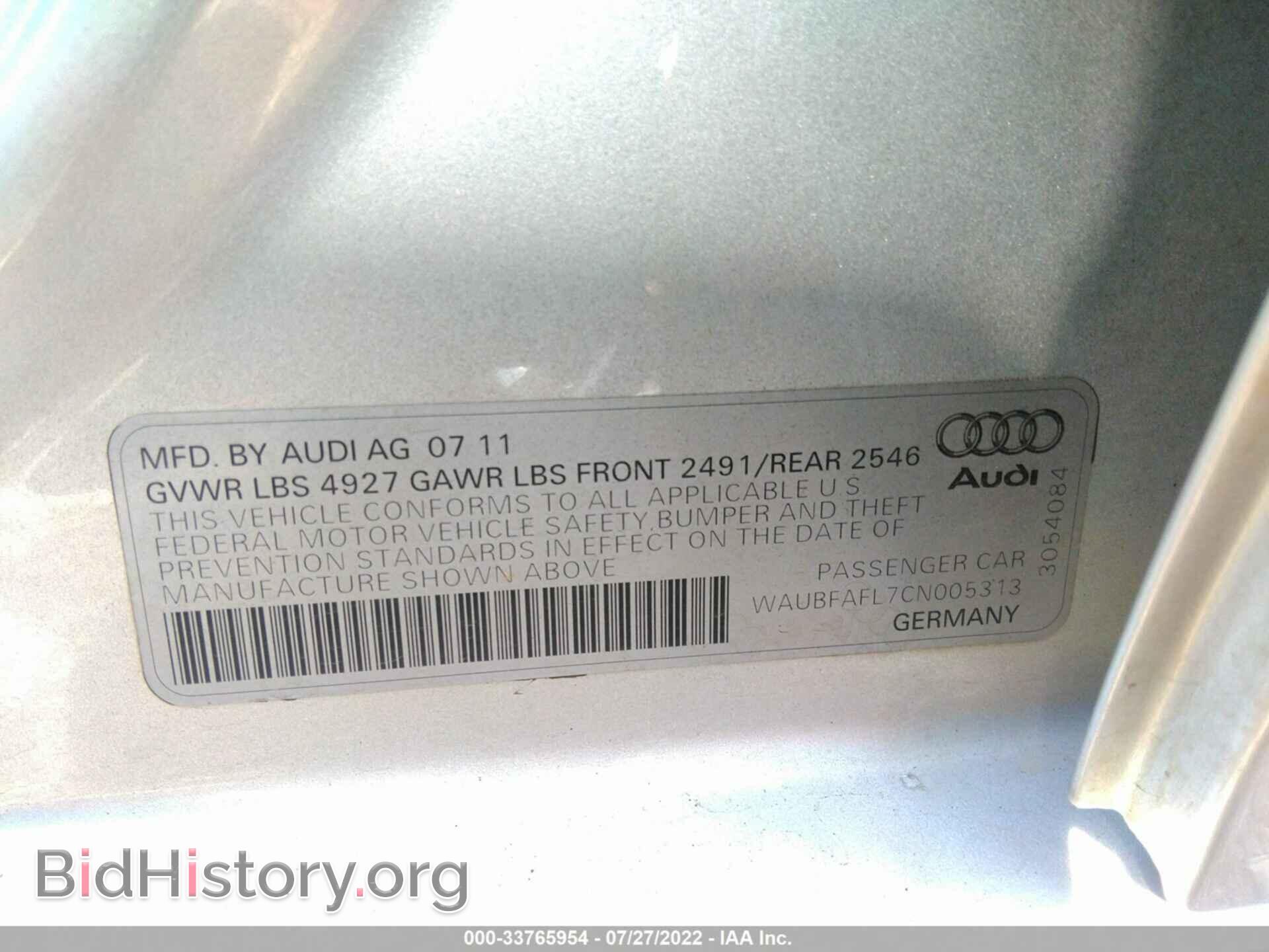 2012 AUDI A4 - VIN: WAUBFAFL7CN005313 - Фото 9