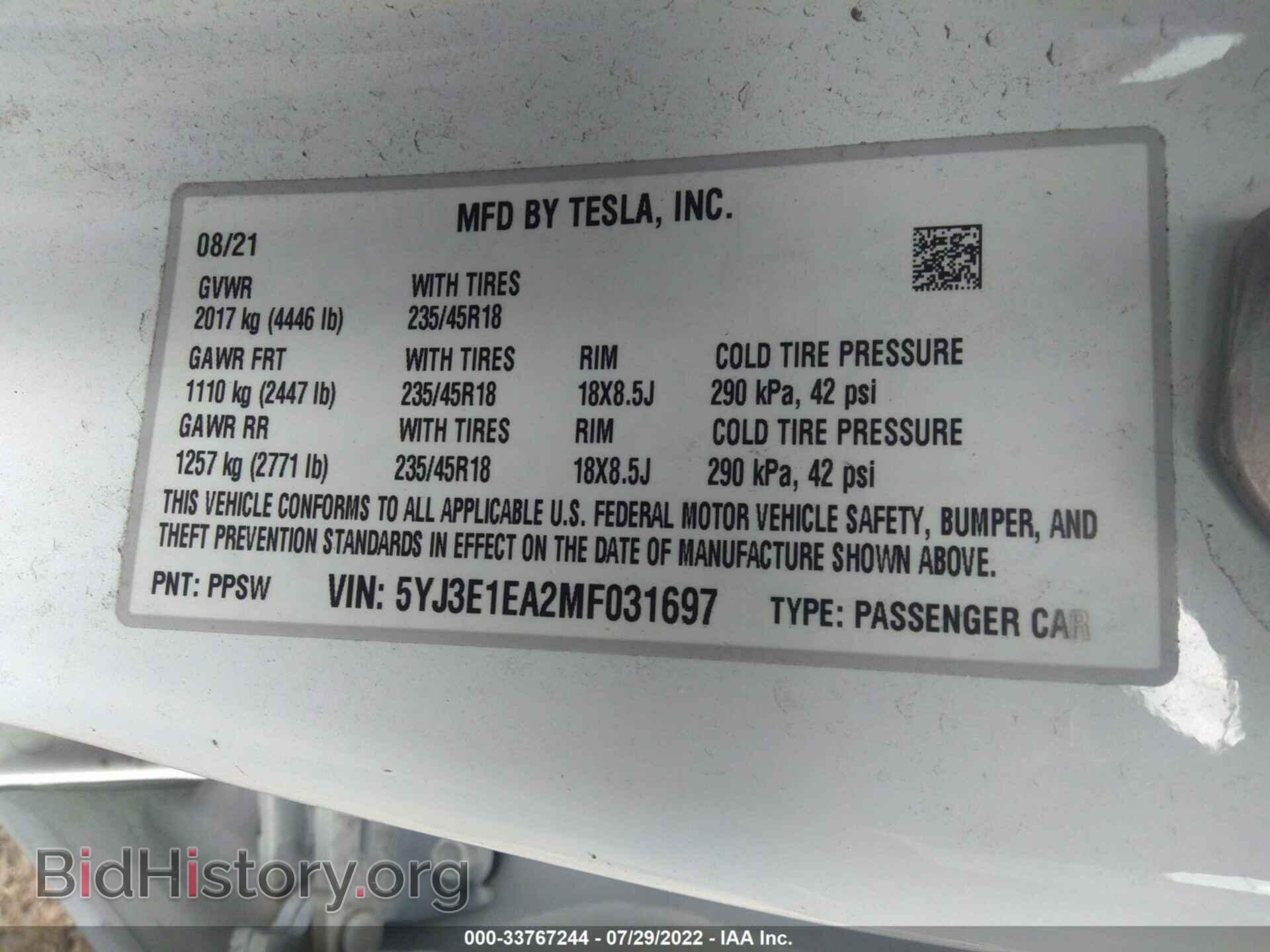 2021 TESLA MODEL 3 - VIN: 5YJ3E1EA2MF031697 - Photo 9