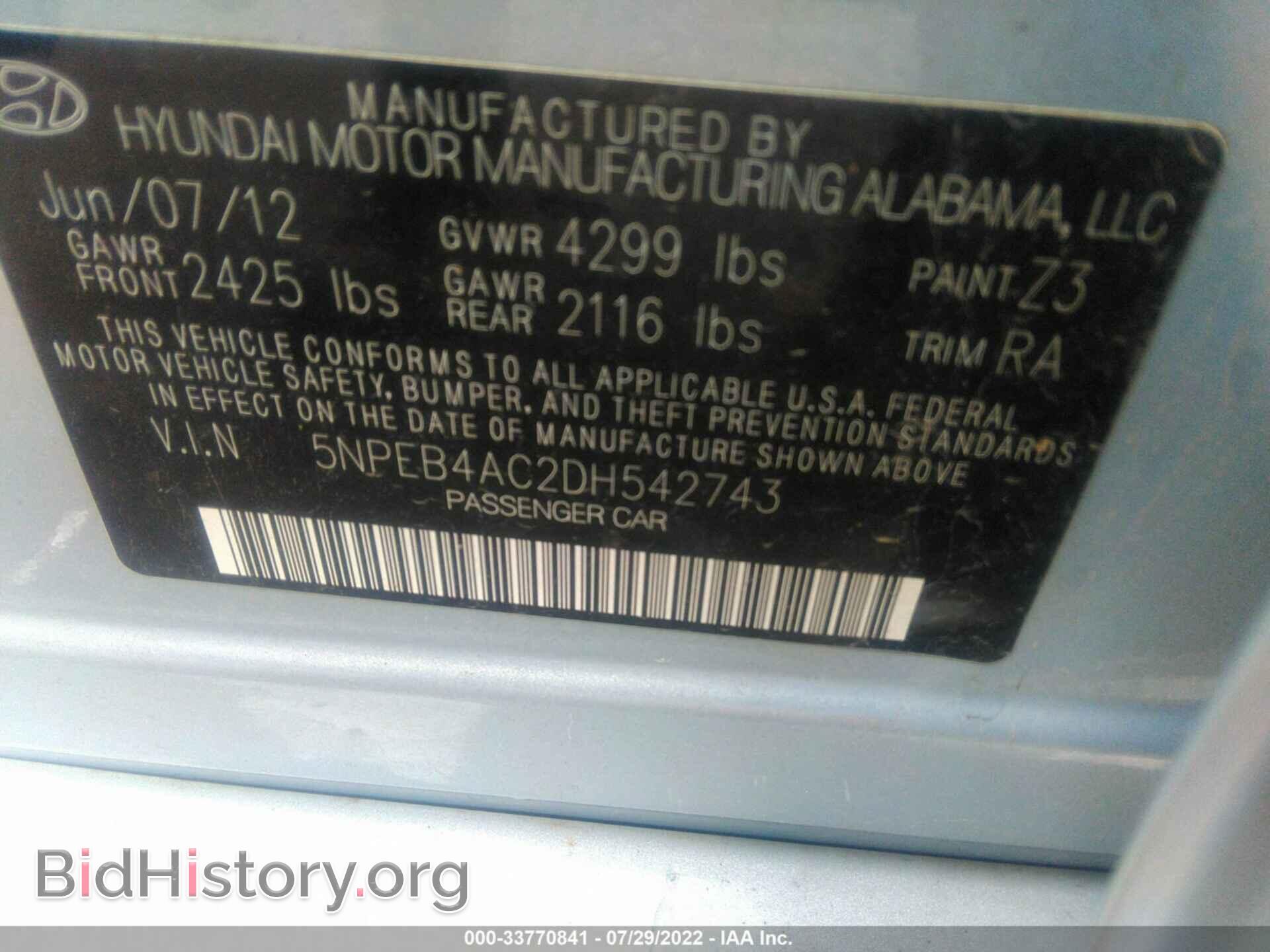 2013 HYUNDAI SONATA - VIN: 5NPEB4AC2DH542743 - Фото 9