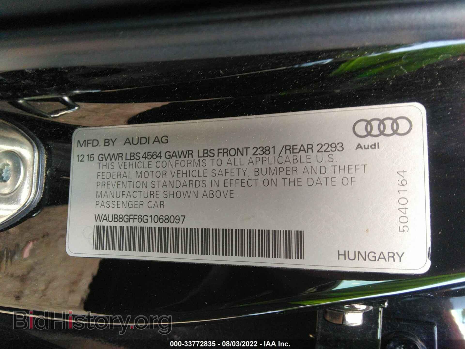 2016 AUDI A3 - VIN: WAUB8GFF6G1068097 - Фото 9