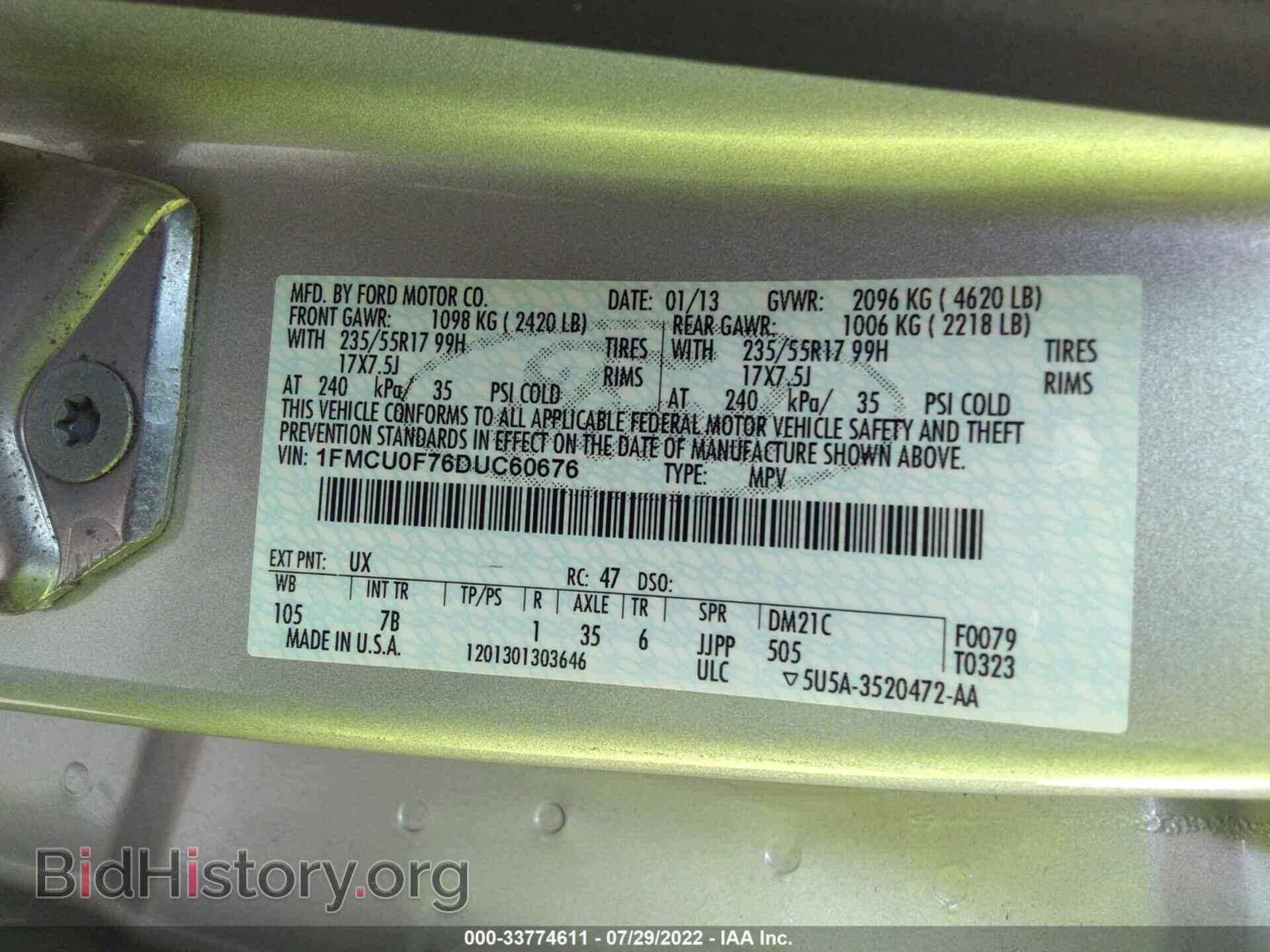 2013 FORD ESCAPE - VIN: 1FMCU0F76DUC60676 - Photo 9
