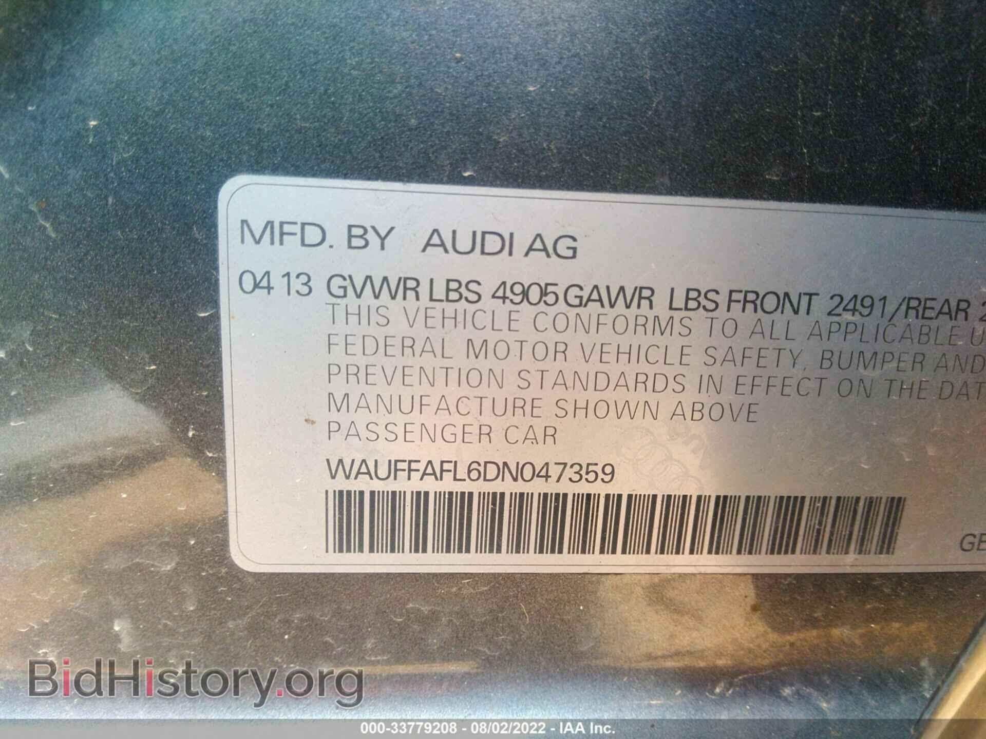 2013 AUDI A4 - VIN: WAUFFAFL6DN047359 - Фото 9