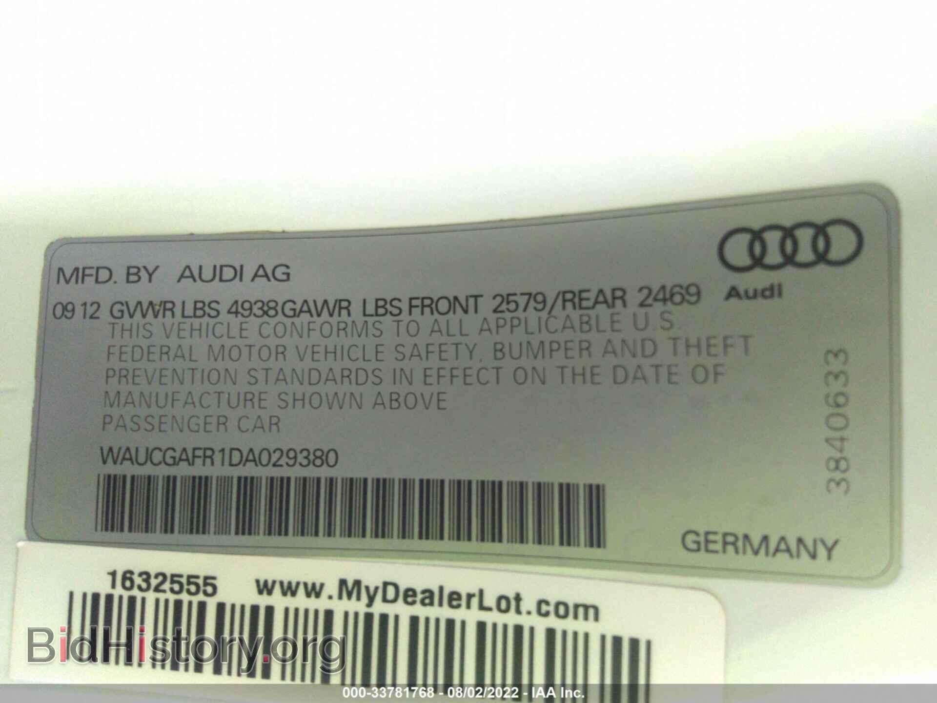 2013 AUDI S5 - VIN: WAUCGAFR1DA029380 - Фото 9