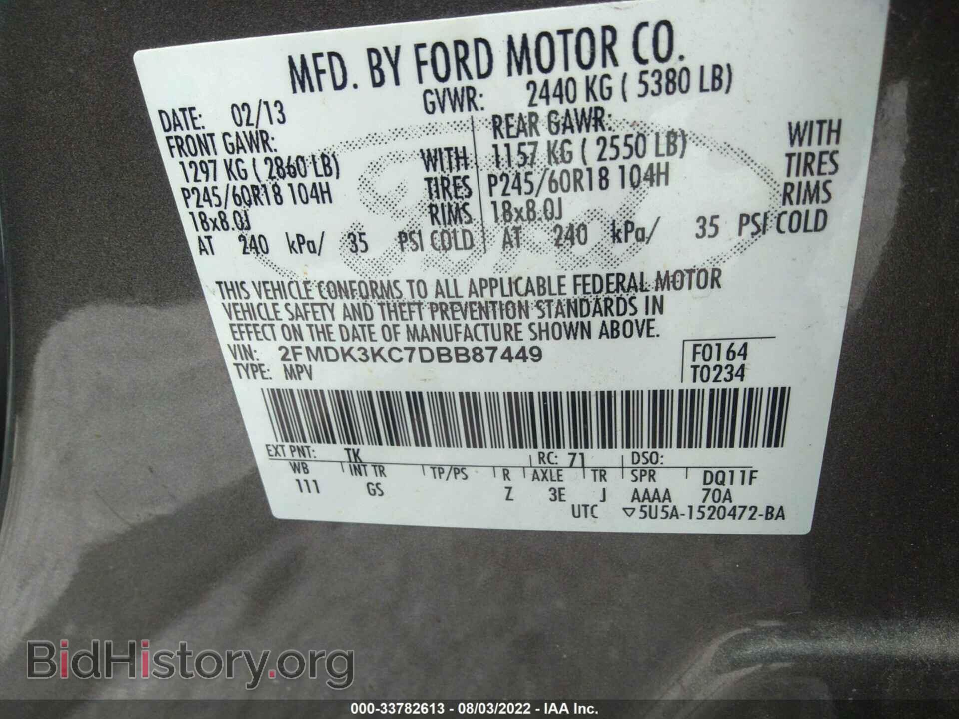 2013 FORD EDGE - VIN: 2FMDK3KC7DBB87449 - Photo 9