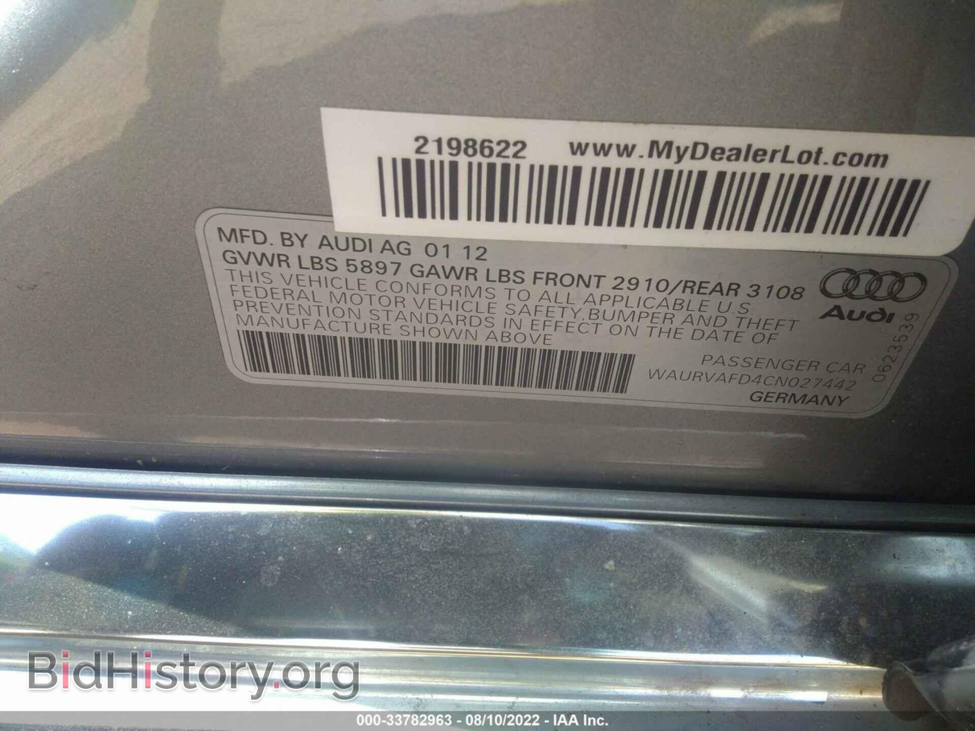 2012 AUDI A8 L - VIN: WAURVAFD4CN027442 - Photo 9