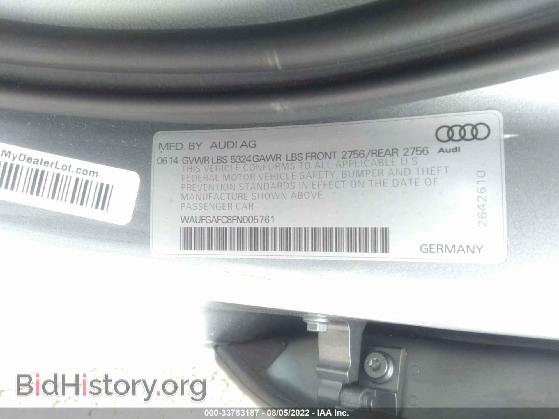 2015 AUDI A6 - VIN: WAUFGAFC8FN005761 - Фото 9