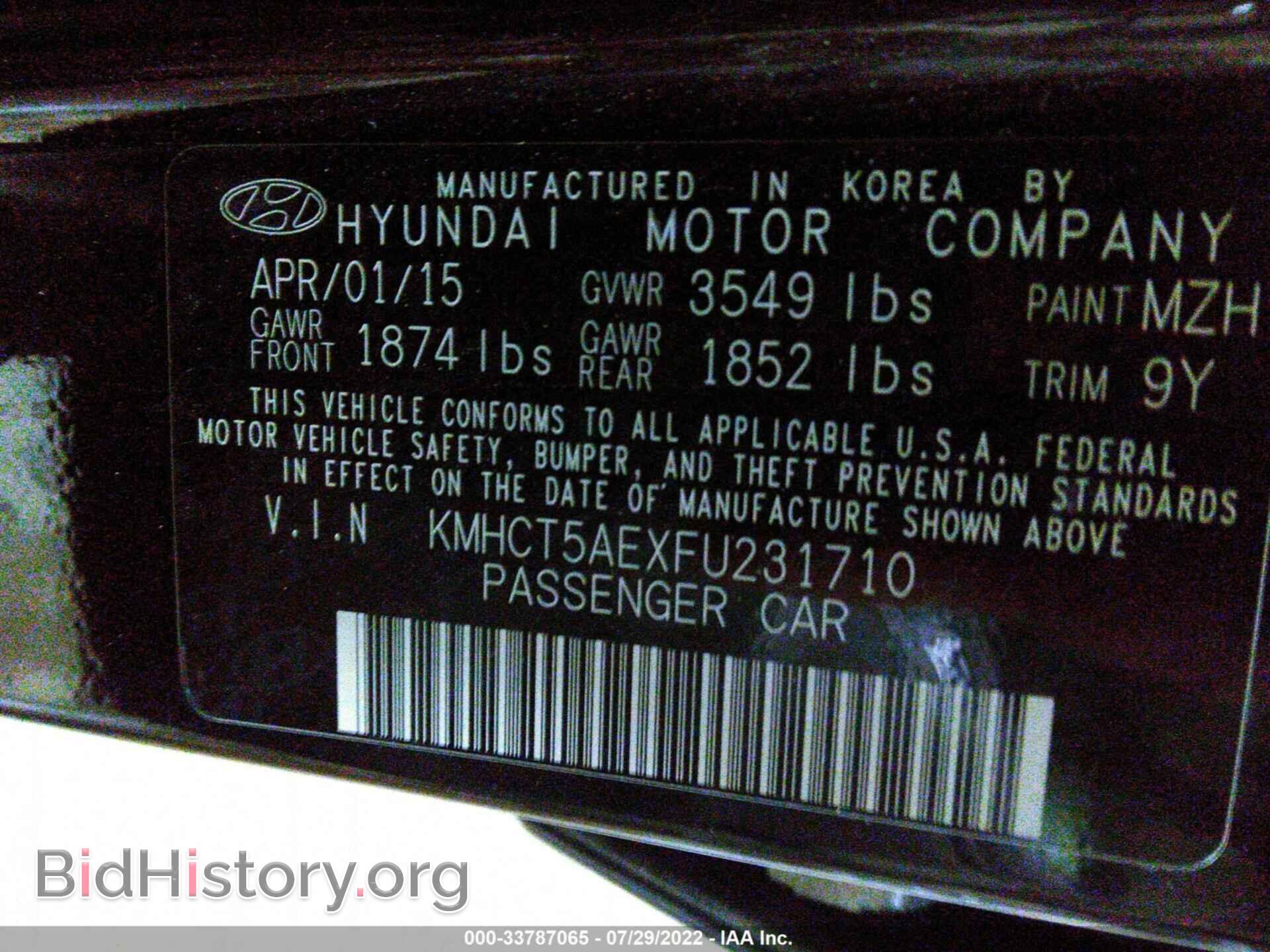 2015 HYUNDAI ACCENT - VIN: KMHCT5AEXFU231710 - Фото 9
