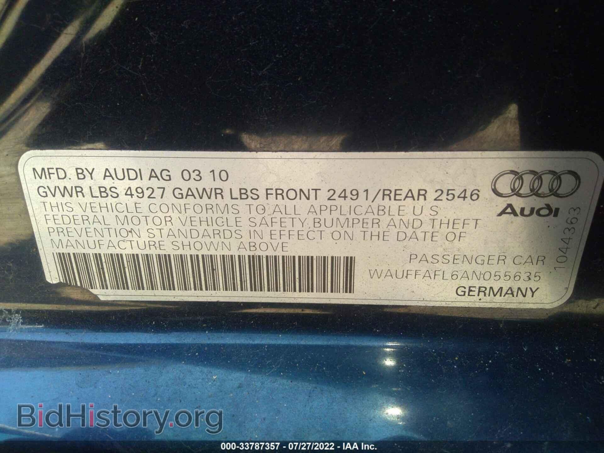 2010 AUDI A4 - VIN: WAUFFAFL6AN055635 - Фото 9