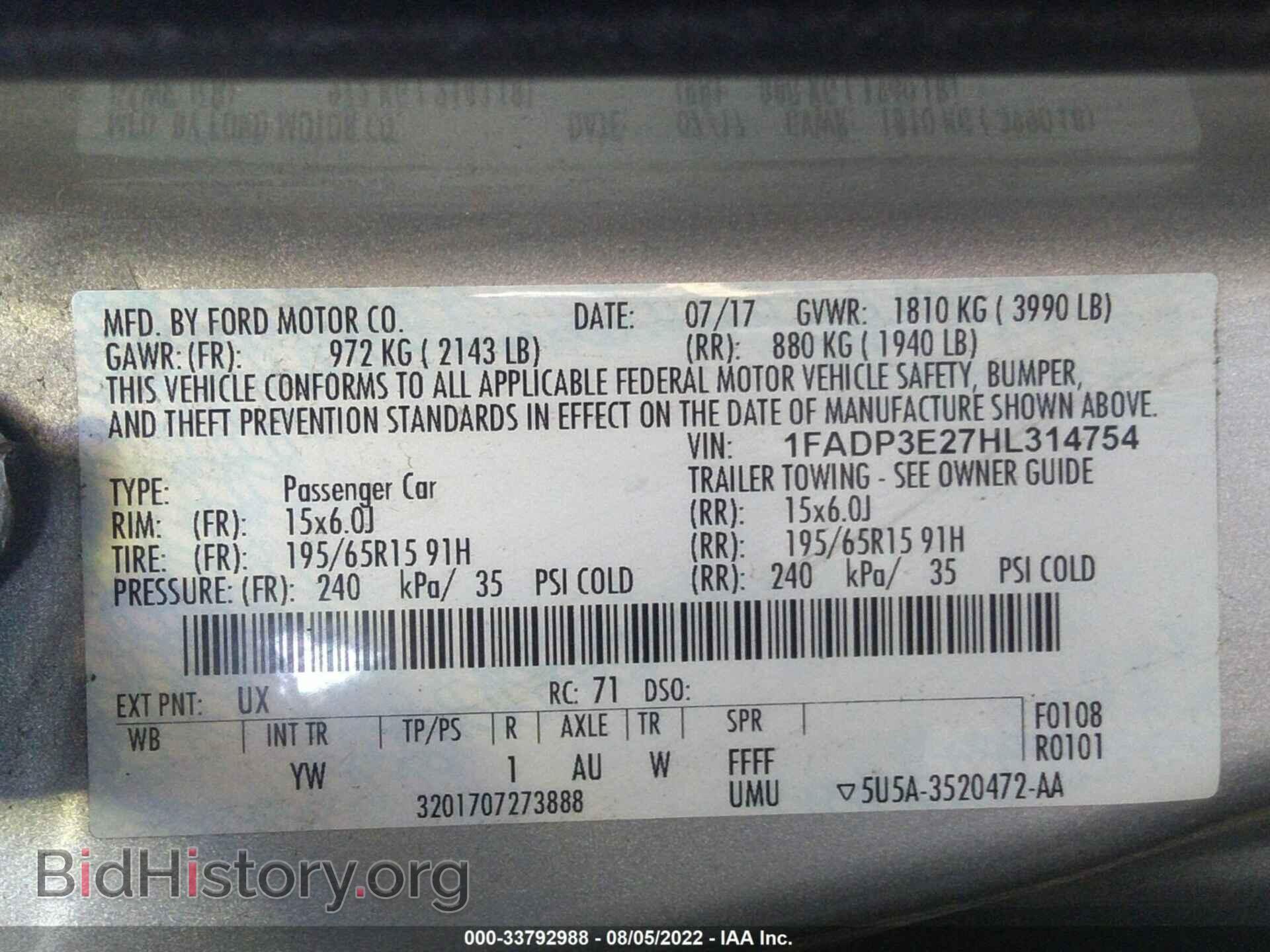 2017 FORD FOCUS - VIN: 1FADP3E27HL314754 - Photo 9