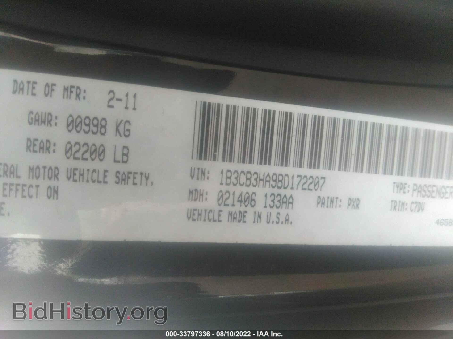 2011 DODGE CALIBER - VIN: 1B3CB3HA9BD172207 - Фото 9