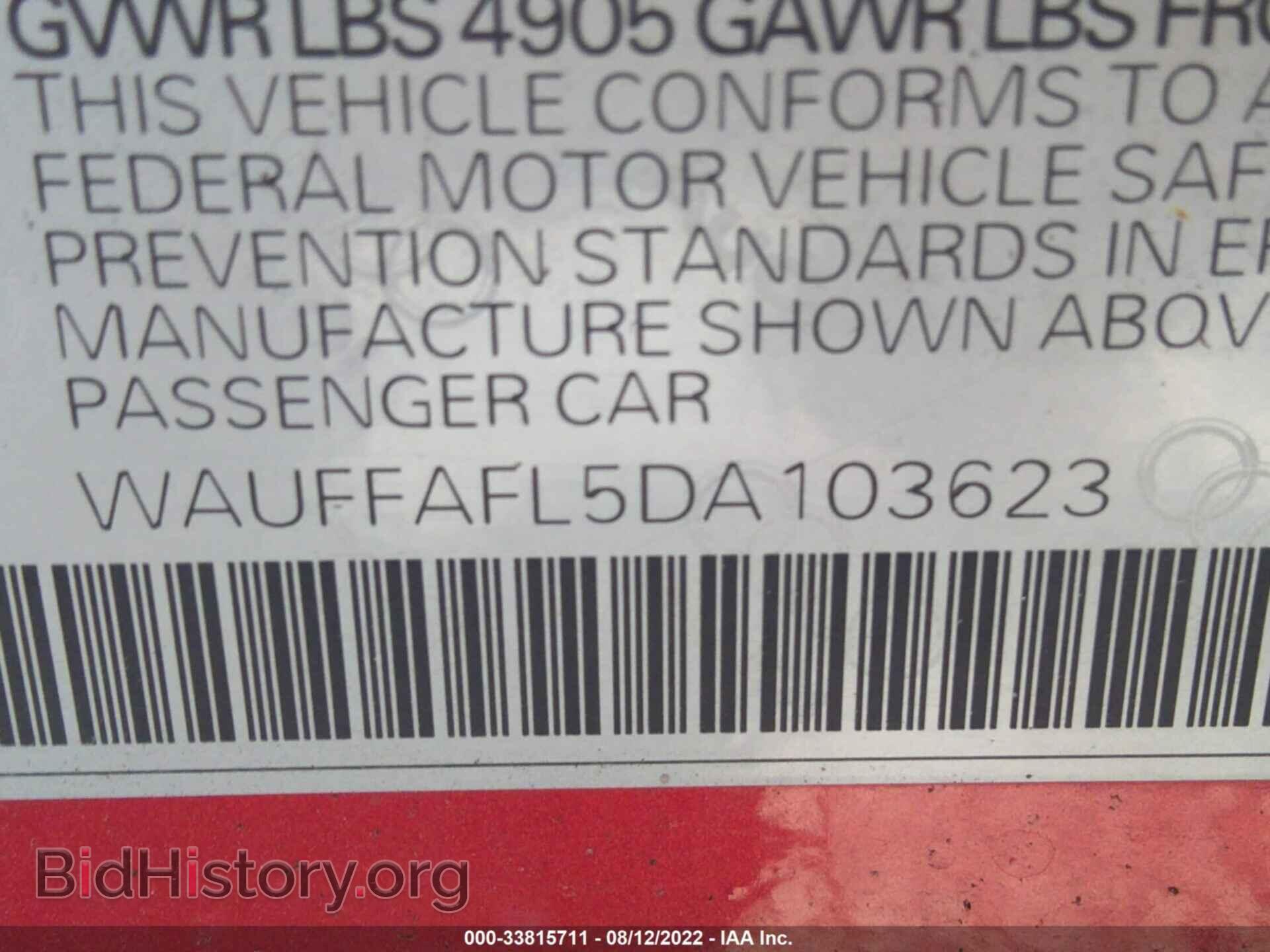 2013 AUDI A4 - VIN: WAUFFAFL5DA103623 - Фото 9
