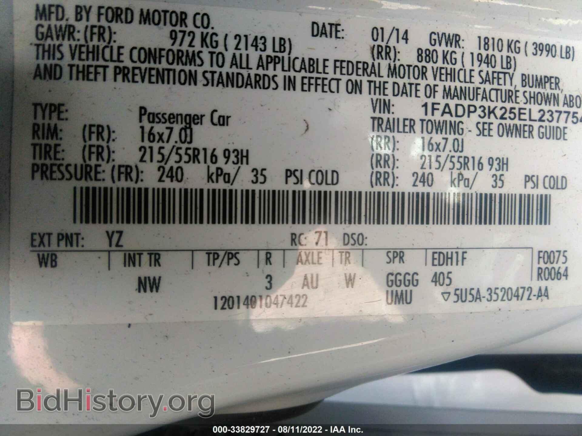 2014 FORD FOCUS - VIN: 1FADP3K25EL237754 - Фото 9